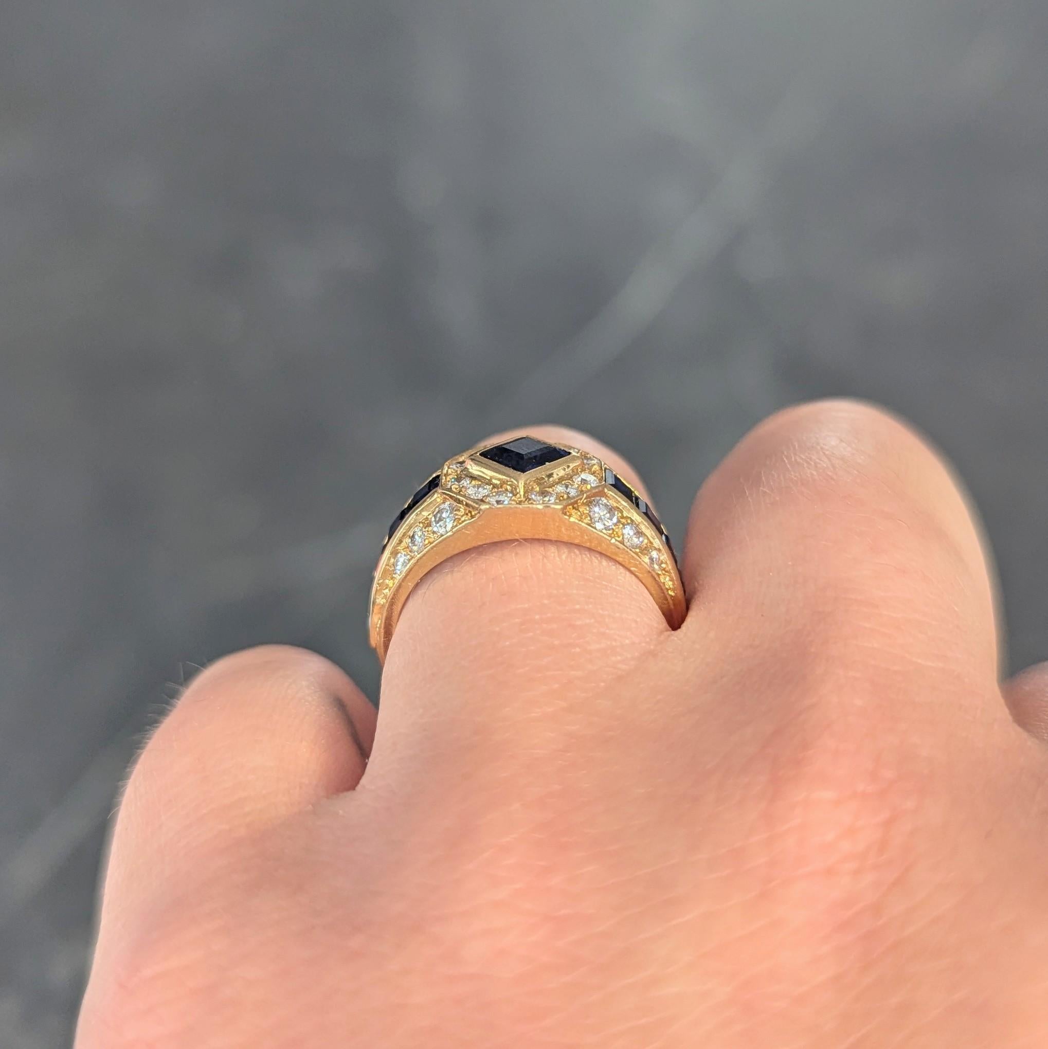 1957 French 2.52 CTW Sapphire Diamond 18 Karat Yellow Gold Vintage Halo Ring 11