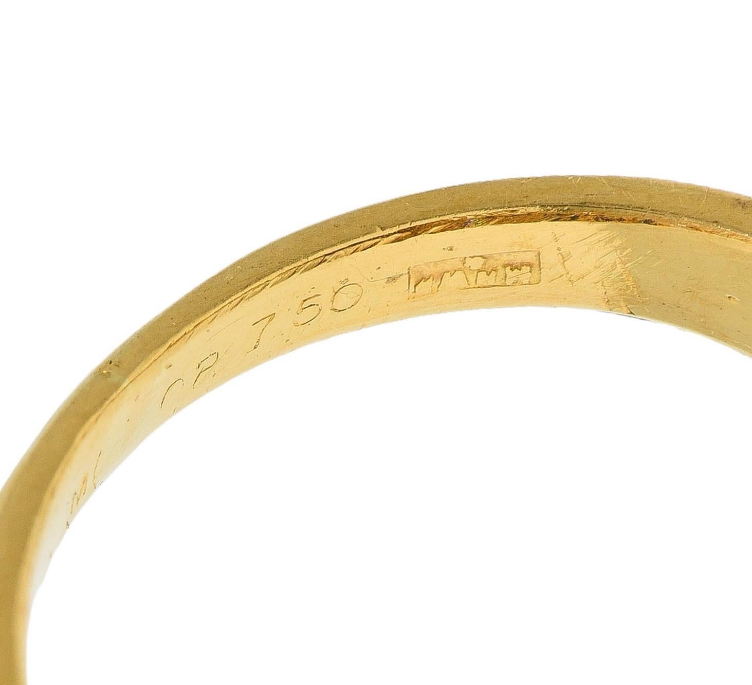 1957 French 2.52 CTW Sapphire Diamond 18 Karat Yellow Gold Vintage Halo Ring 4