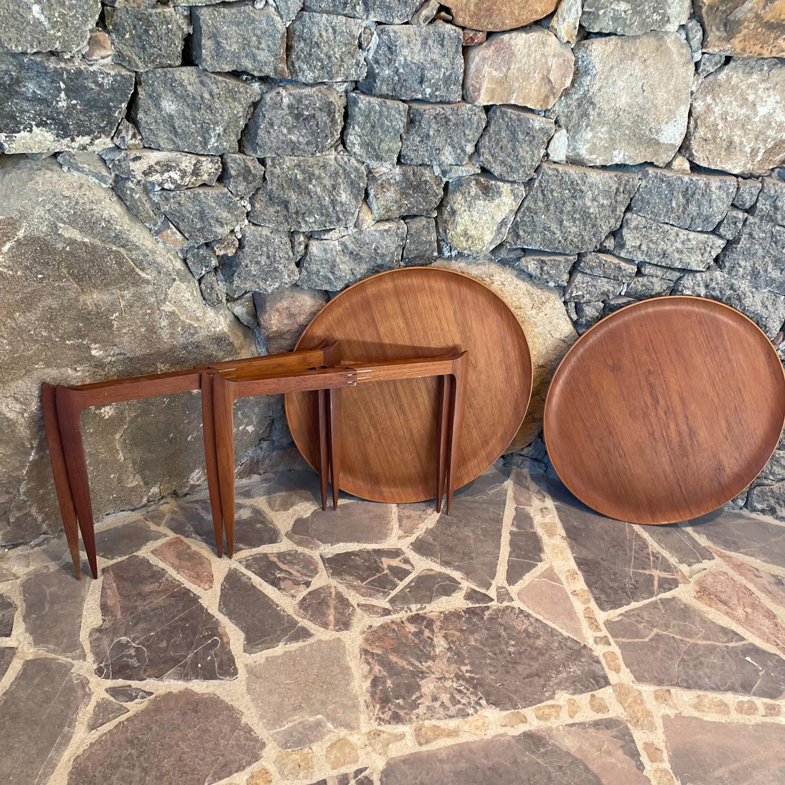 1957 Fritz Hansen Teak Folding Tray Side Table -Set of Two Denmark model 4508 5