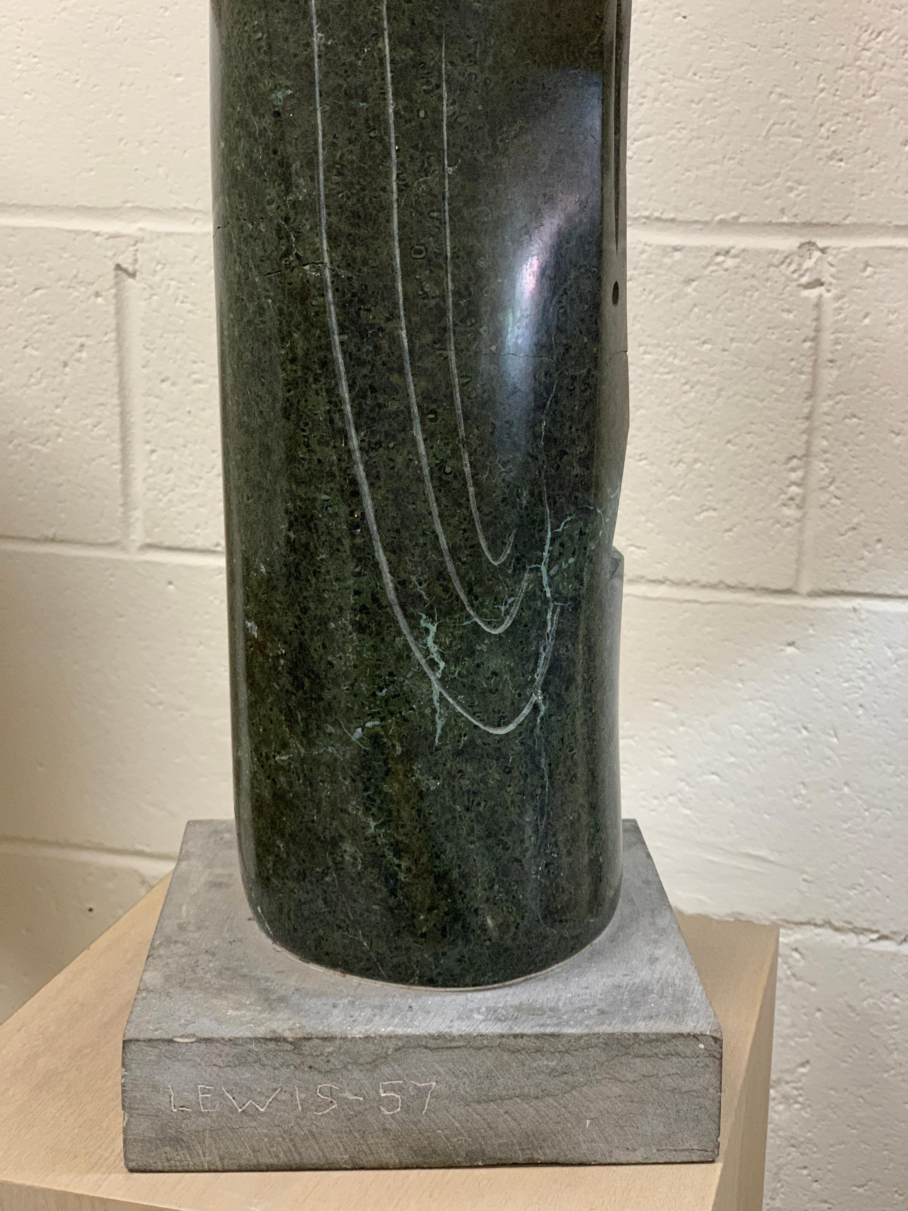 1957 Green Marble Sculpture Stanley Lewis In Fair Condition For Sale In Palm Springs, CA