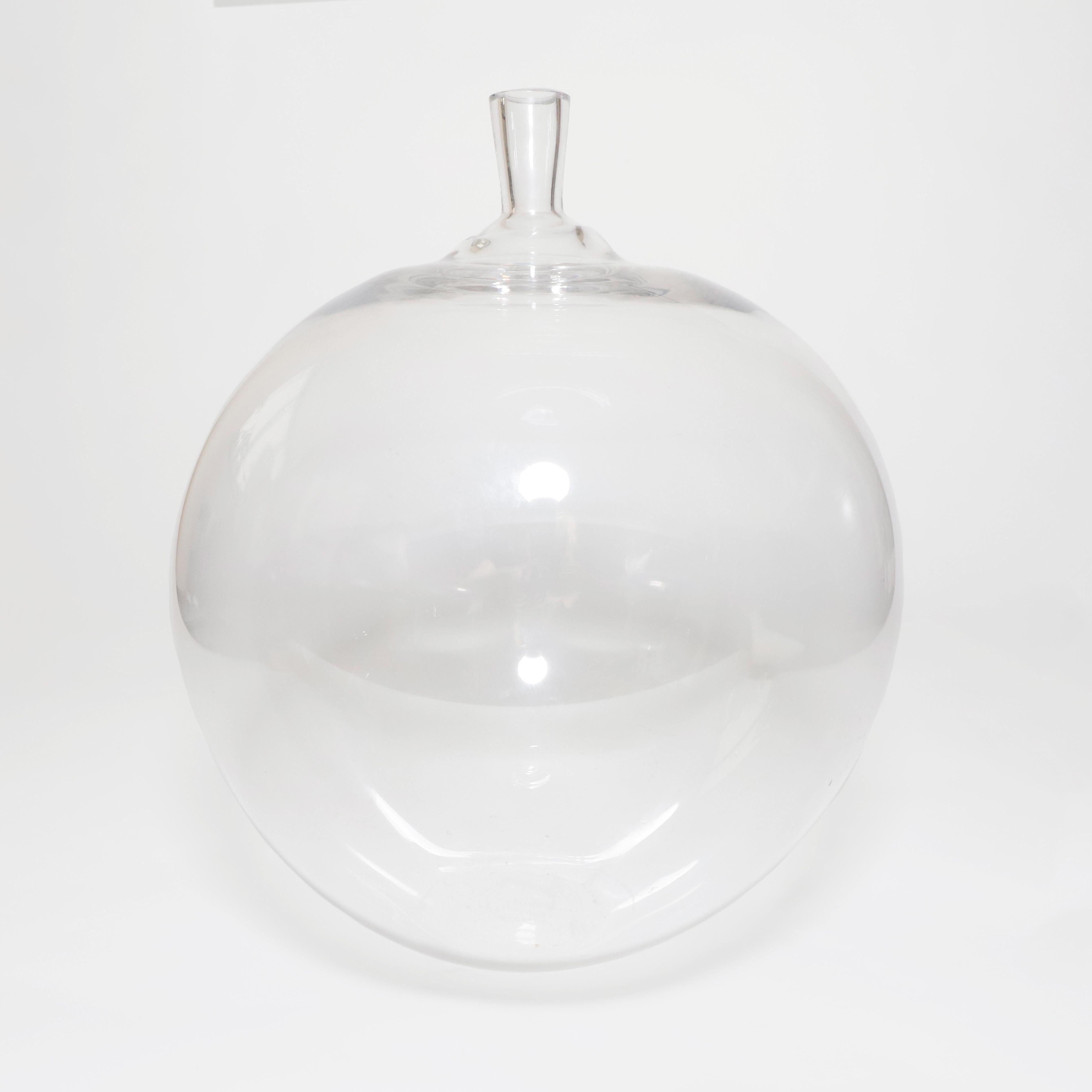 Handblown cleared glass vase for Orrefos by the Swedish designer Ingeborg Lundin titled 