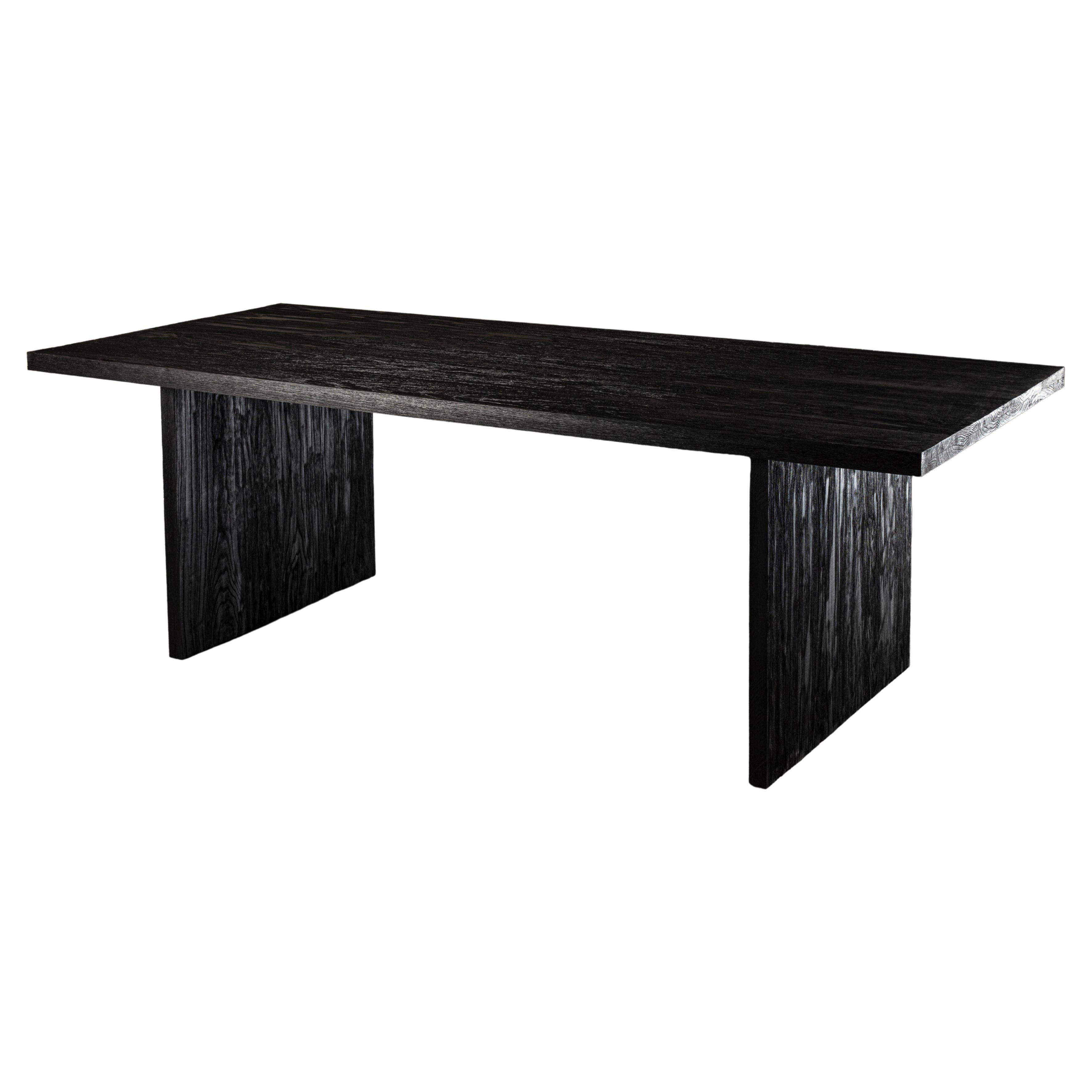 1957 Handcrafted Black Oak Rectangular Dining Table
