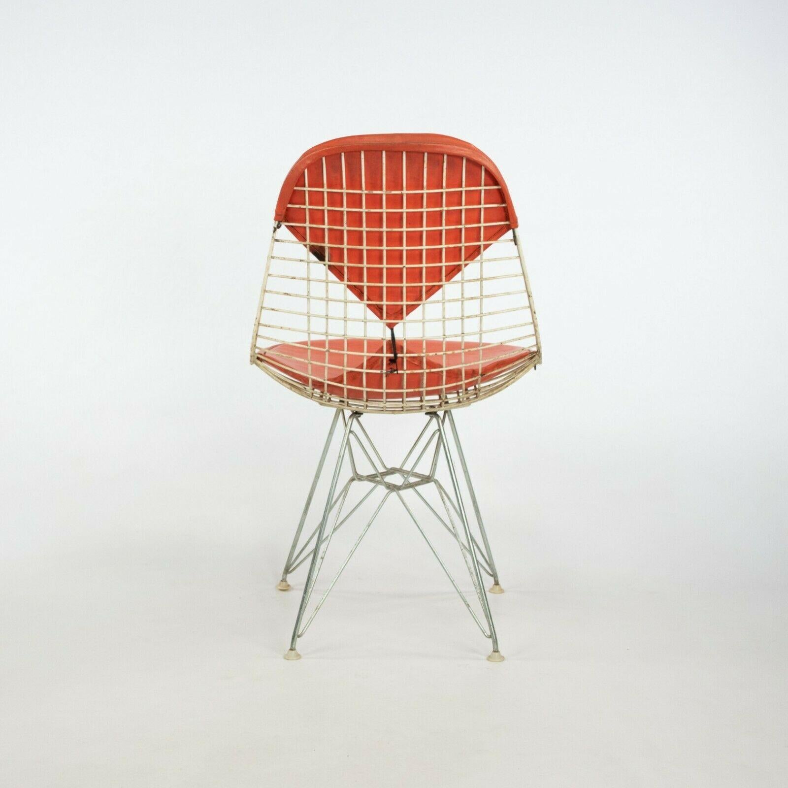 Mid-20th Century 1957 Herman Miller Eames DKR-2 Dining / Side Chairs Set of Five with Orange Pads For Sale