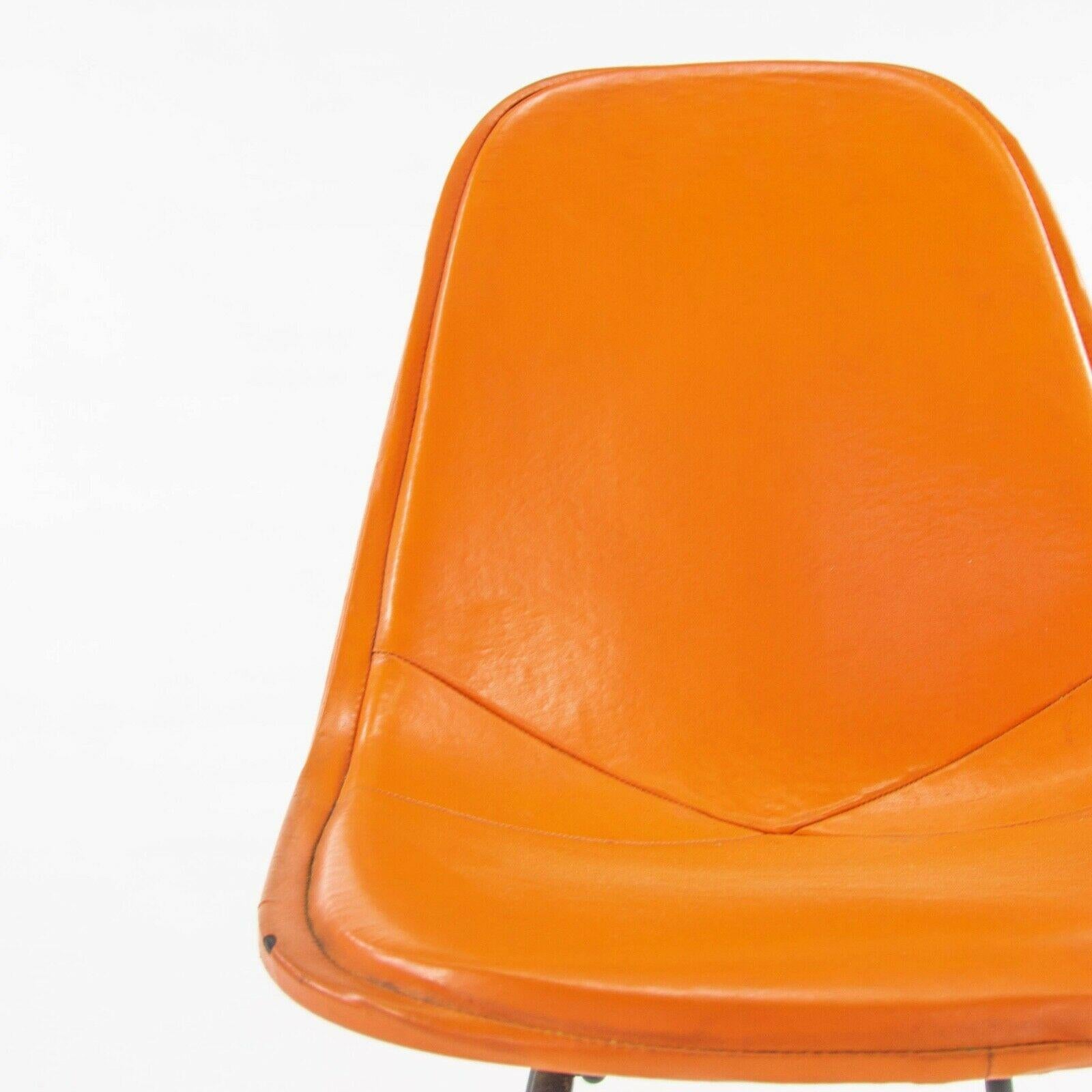 1957 Herman Miller Eames DKX Wire Dining Chair with Full Naugahyde Orange Pad For Sale 4
