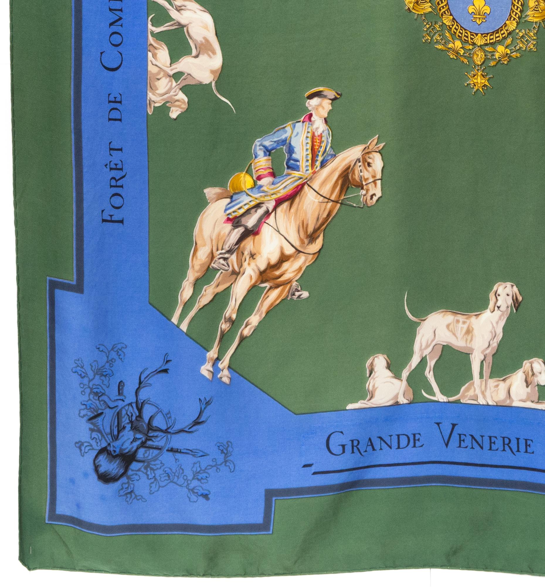 Women's or Men's 1957 Hermes Grande Venerie Royale by J C Halle Silk Scarf