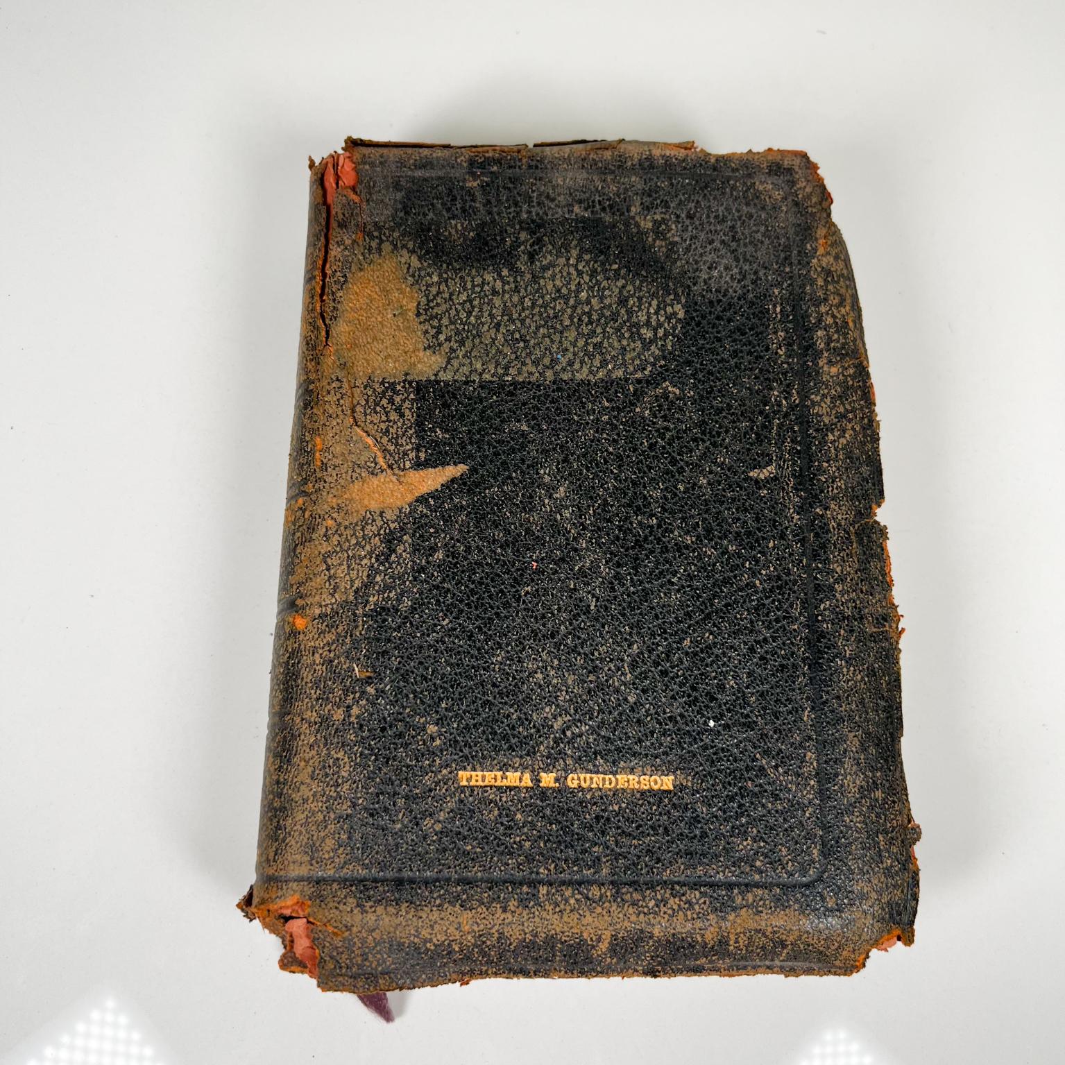 Mid-Century Modern 1957 Holy Bible Distressed Leather Inscribed Teachers Edition Concordia