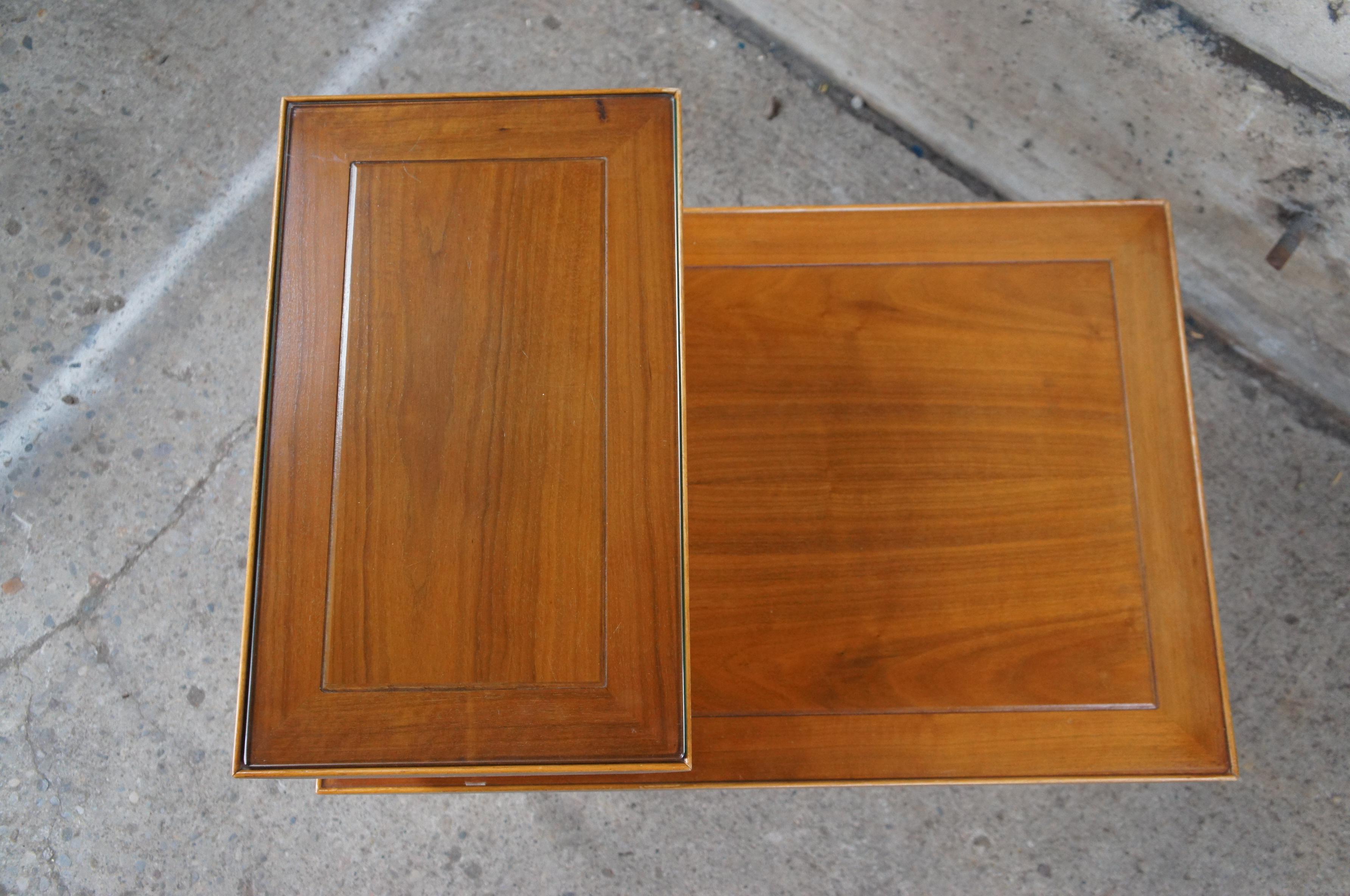 Mid-20th Century 1957 Lane Altavista Copenhagen Mid Century Modern Tiered Walnut End Table Pair 