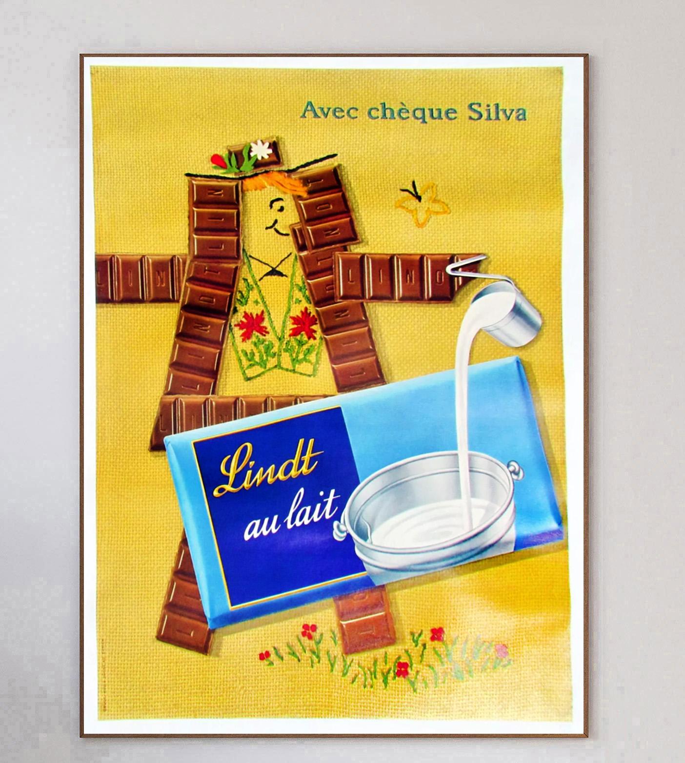 Fondé en 1845, Lindt est devenu l'un des plus grands chocolatiers du monde. L'entreprise suisse est basée à Kilchberg, où se trouvent sa plus grande usine et son musée, et elle possède 11 autres usines dans le monde.

Cette magnifique affiche a été