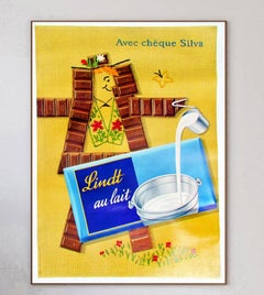 1957 Lindt Milk Chocolate Original Vintage Poster