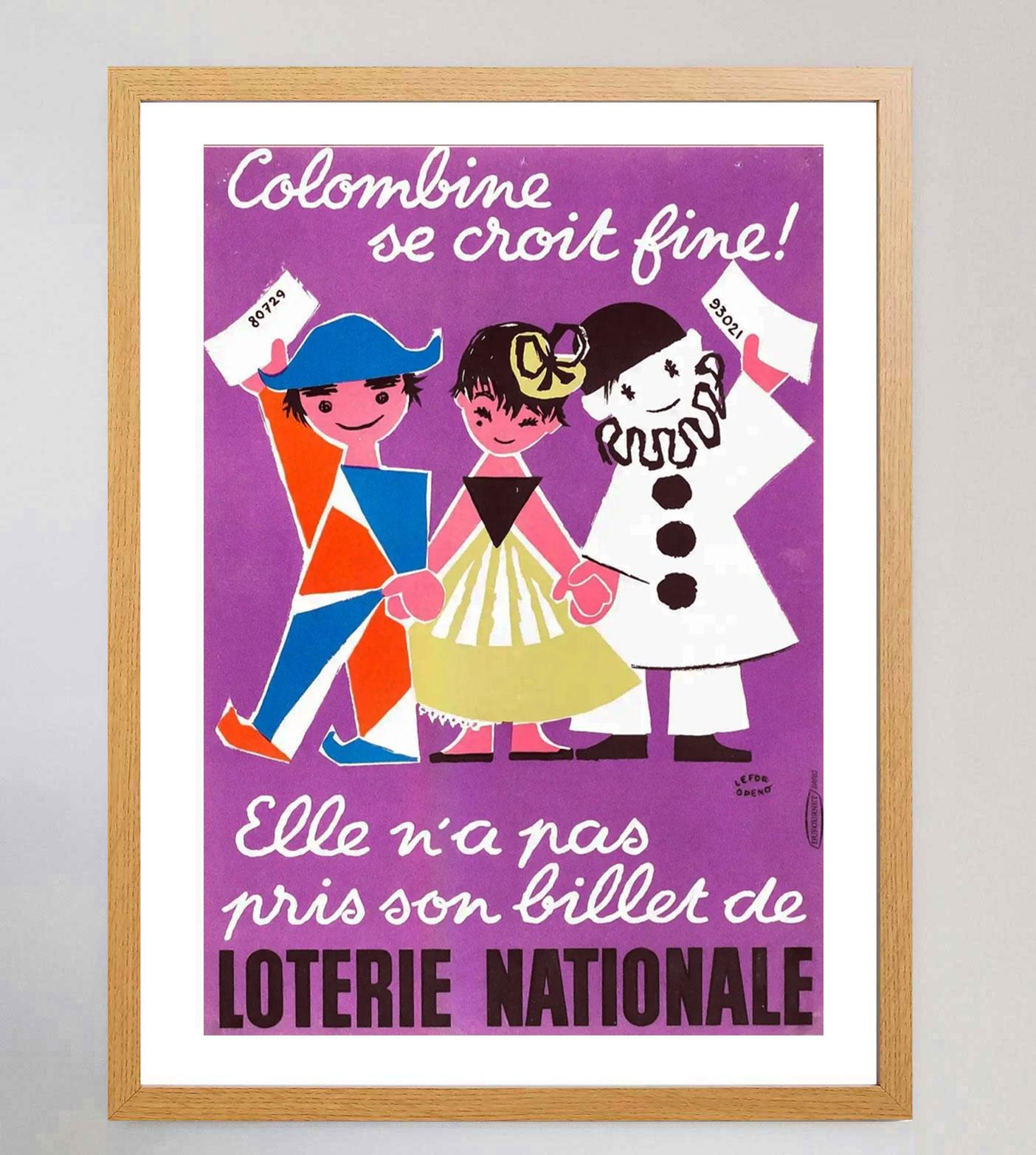 Français 1957 Loterie Nationale 1957 Original Vintage Poster en vente