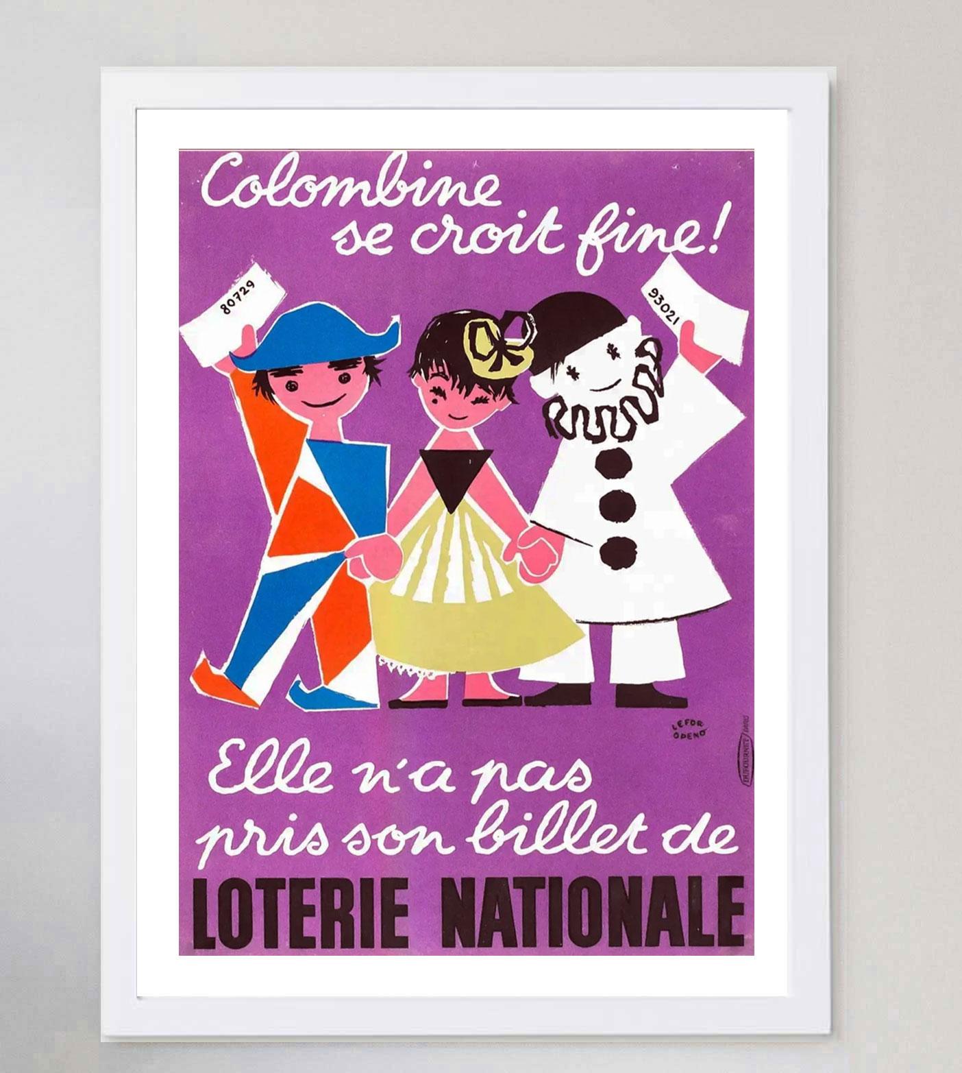 1957 Loterie Nationale 1957 Original Vintage Poster In Good Condition For Sale In Winchester, GB
