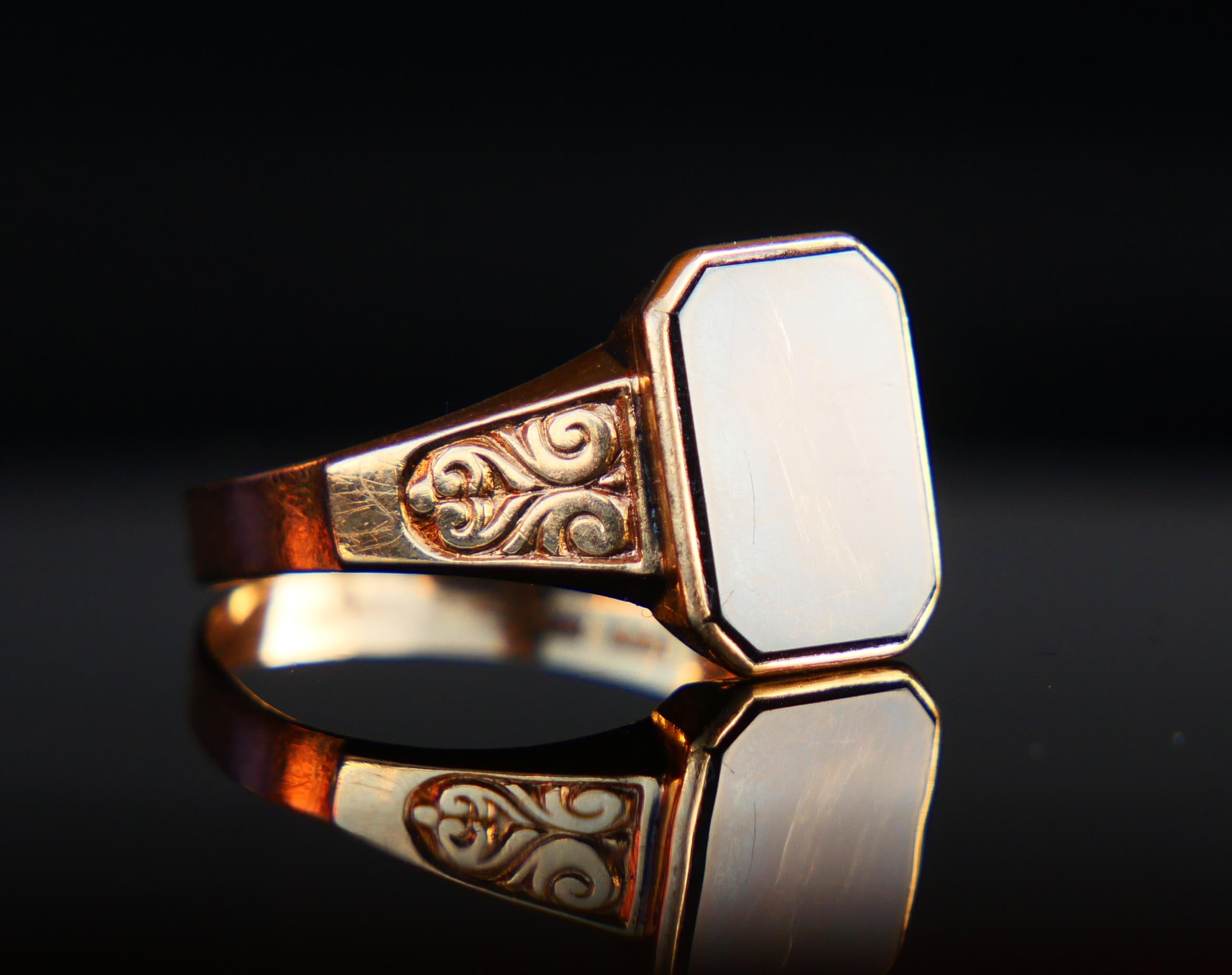 Rétro 1957 Anello Signet da uomo Onice massiccio in oro 18 carati US8.5 / 2.38gr in vendita