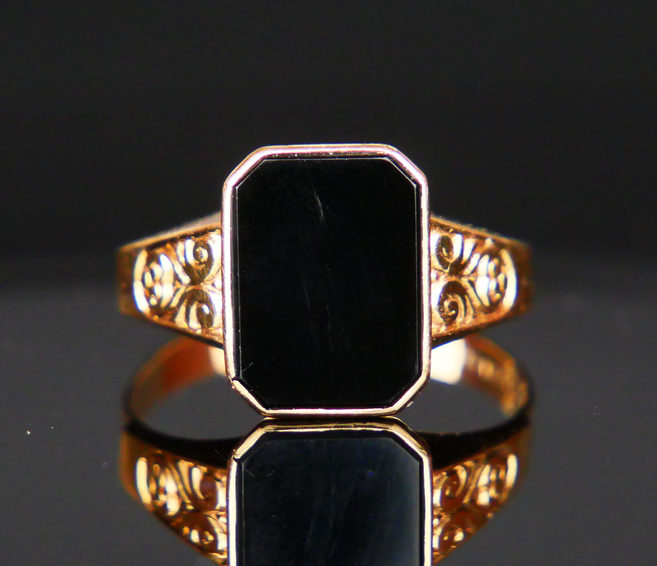 Quadrato 1957 Anello Signet da uomo Onice massiccio in oro 18 carati US8.5 / 2.38gr in vendita