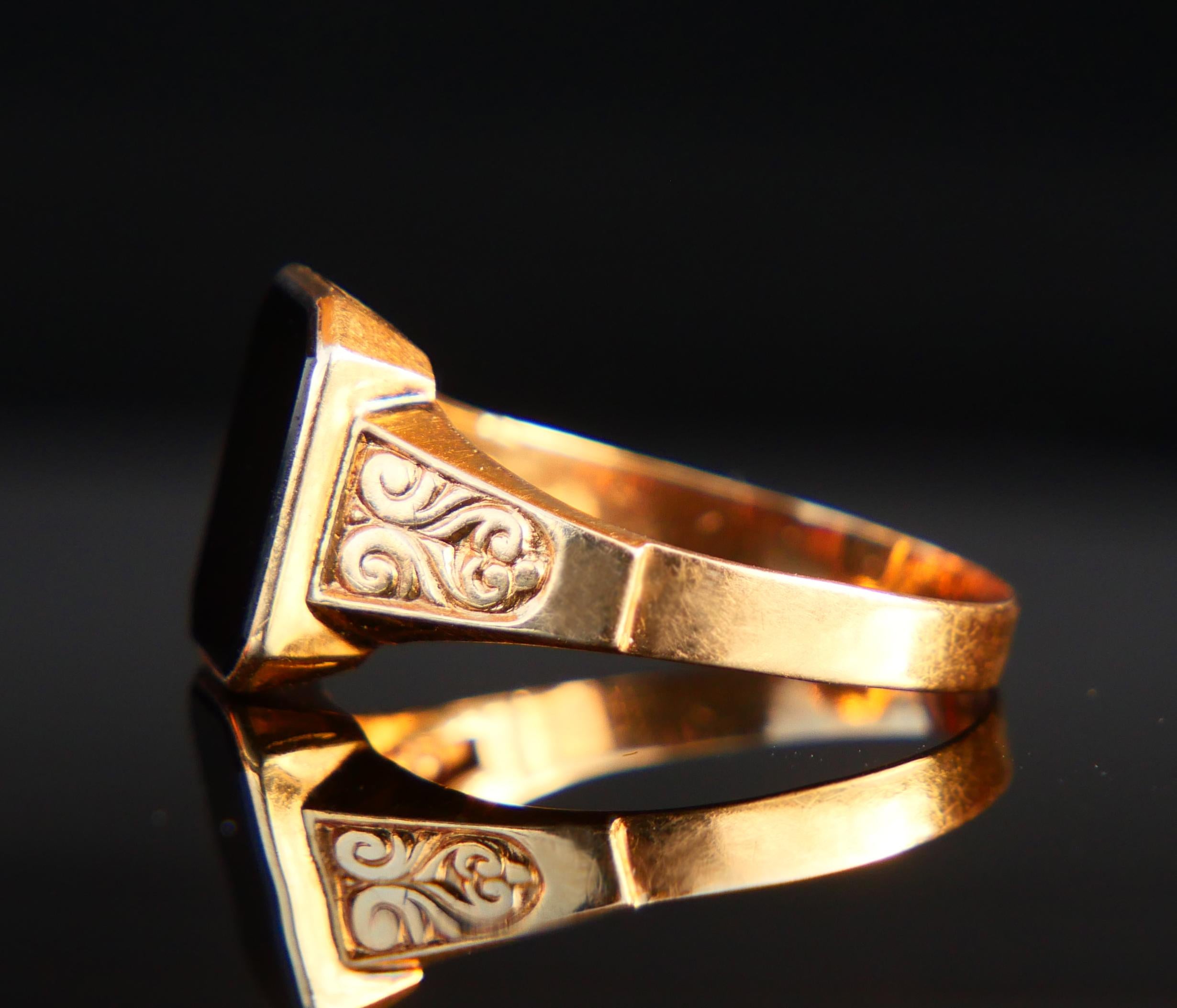Uomo 1957 Anello Signet da uomo Onice massiccio in oro 18 carati US8.5 / 2.38gr in vendita