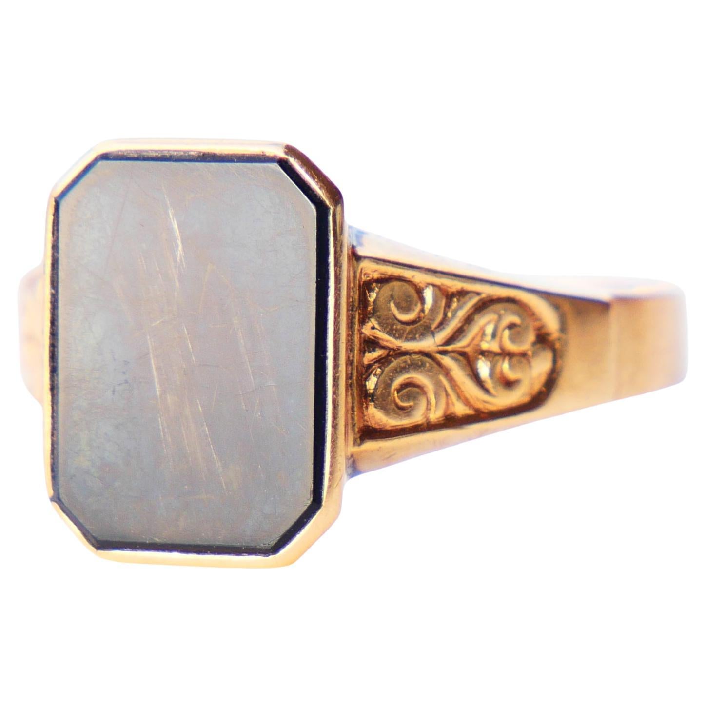 1957 Anello Signet da uomo Onice massiccio in oro 18 carati US8.5 / 2.38gr