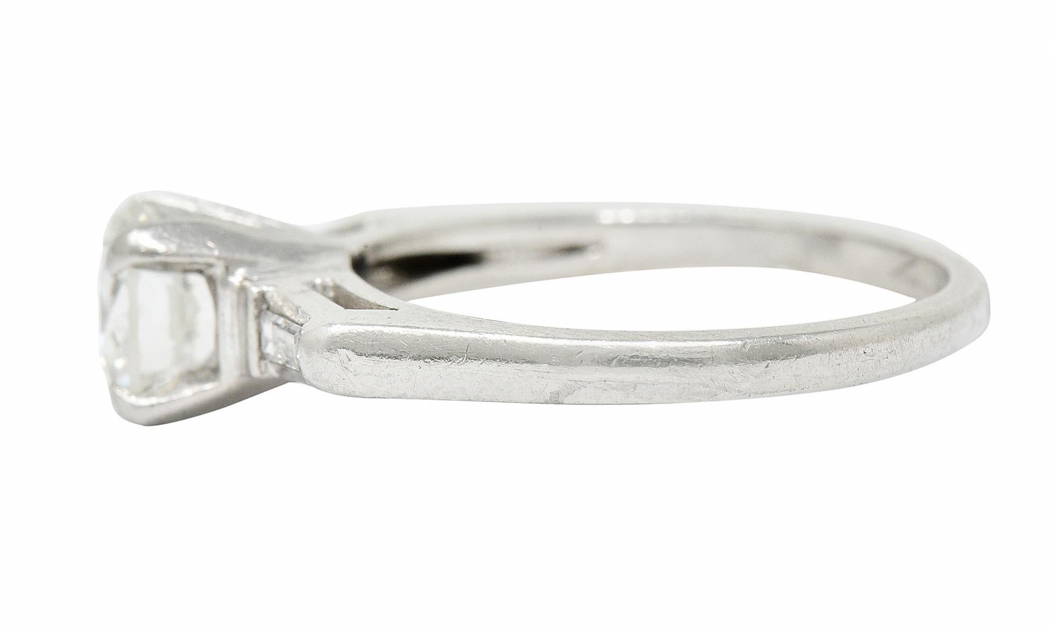 Brilliant Cut 1957 Mid-Century 1.10 Carats Diamond Platinum Three Stone Engagement Ring For Sale