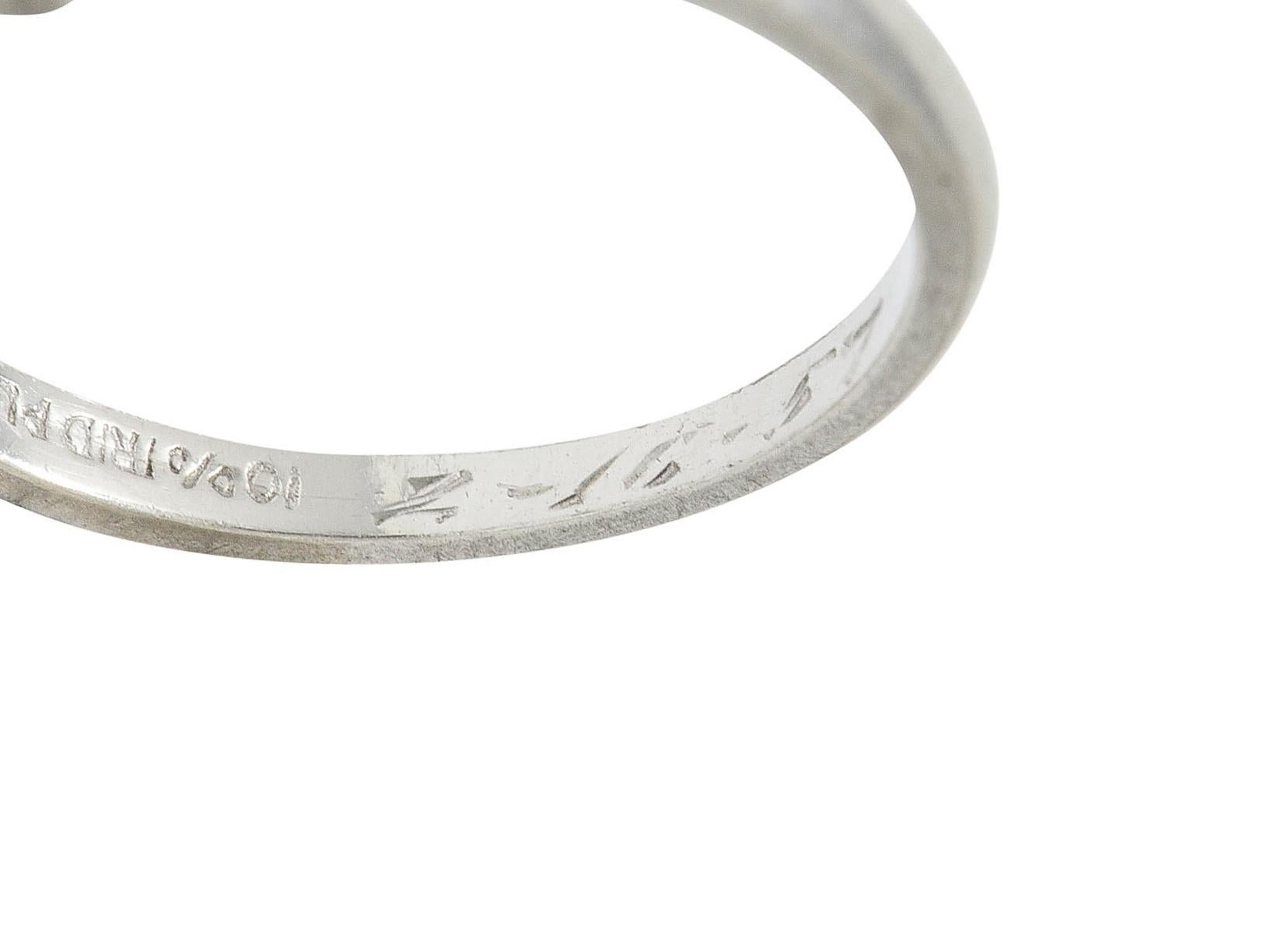 Women's or Men's 1957 Mid-Century 1.10 Carats Diamond Platinum Three Stone Engagement Ring For Sale