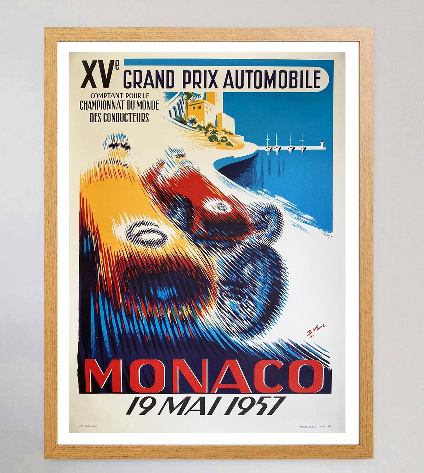Monégasque Affiche vintage originale du Grand Prix de Monaco de 1957 en vente