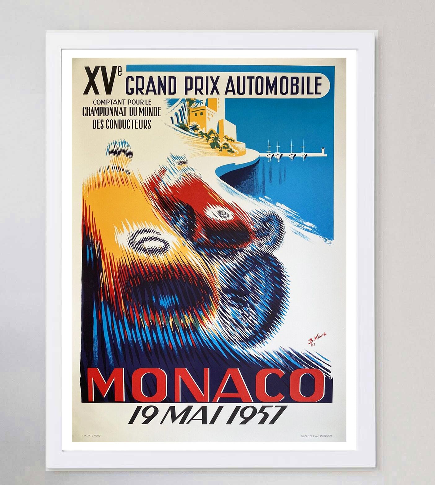 Original-Vintage-Poster, Monaco Grand Prix, 1957 im Zustand „Gut“ im Angebot in Winchester, GB