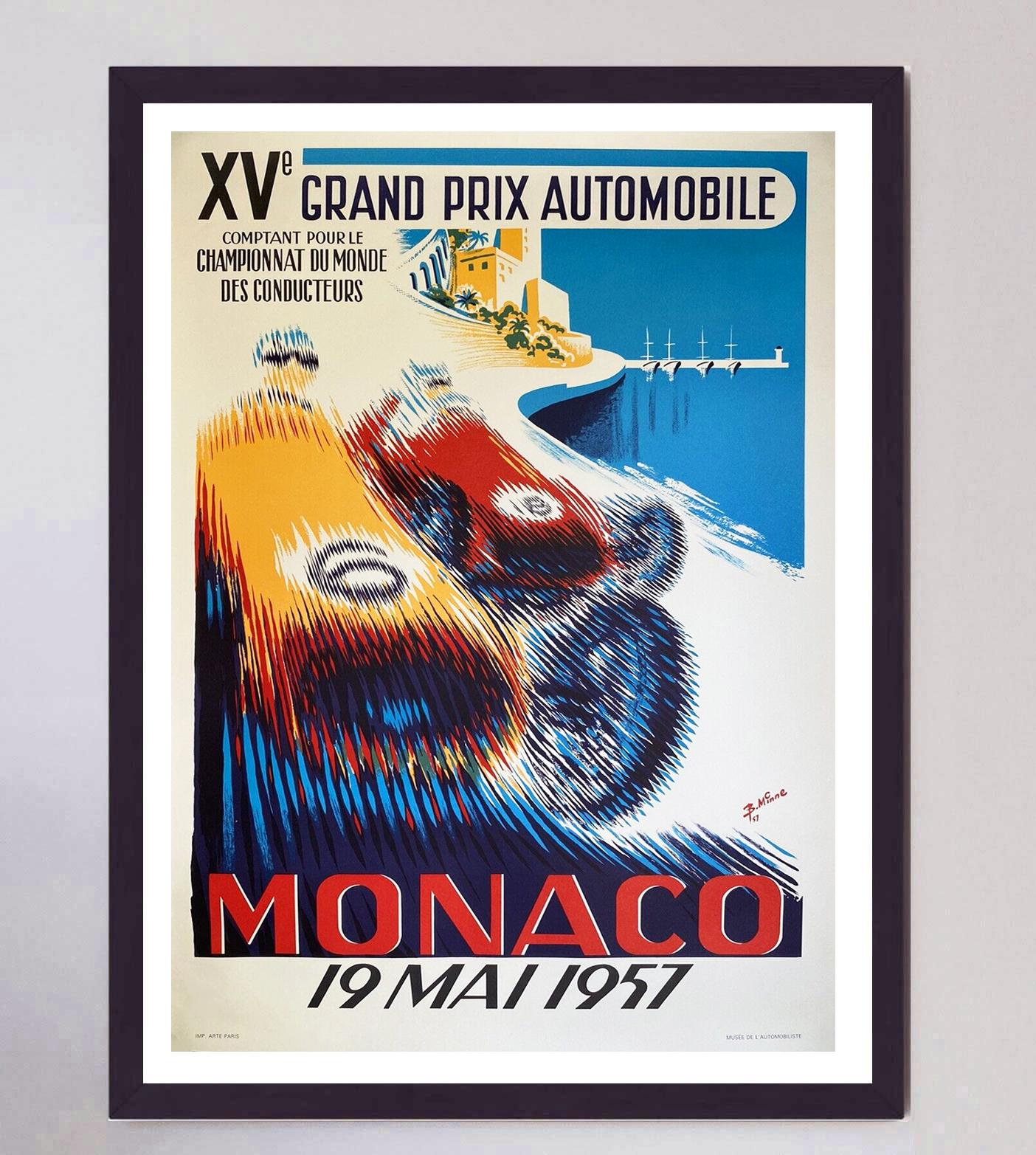 Monacan 1957 Monaco Grand Prix Original Vintage Poster For Sale