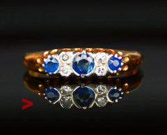 1957 Nordic Ring natural 0.6ctw Sapphire Diamonds 18K Gold Platinum ØUS8/ 3.65gr