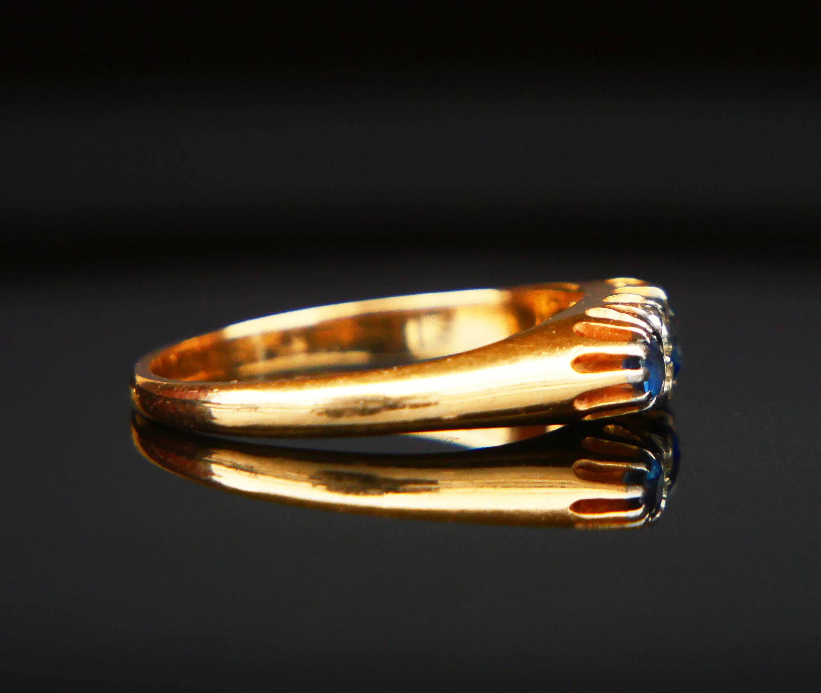 1957 Nordic Ring natural 0.6ctw Sapphire Diamonds 18K Gold Platinum ØUS8/ 3.65gr For Sale 1