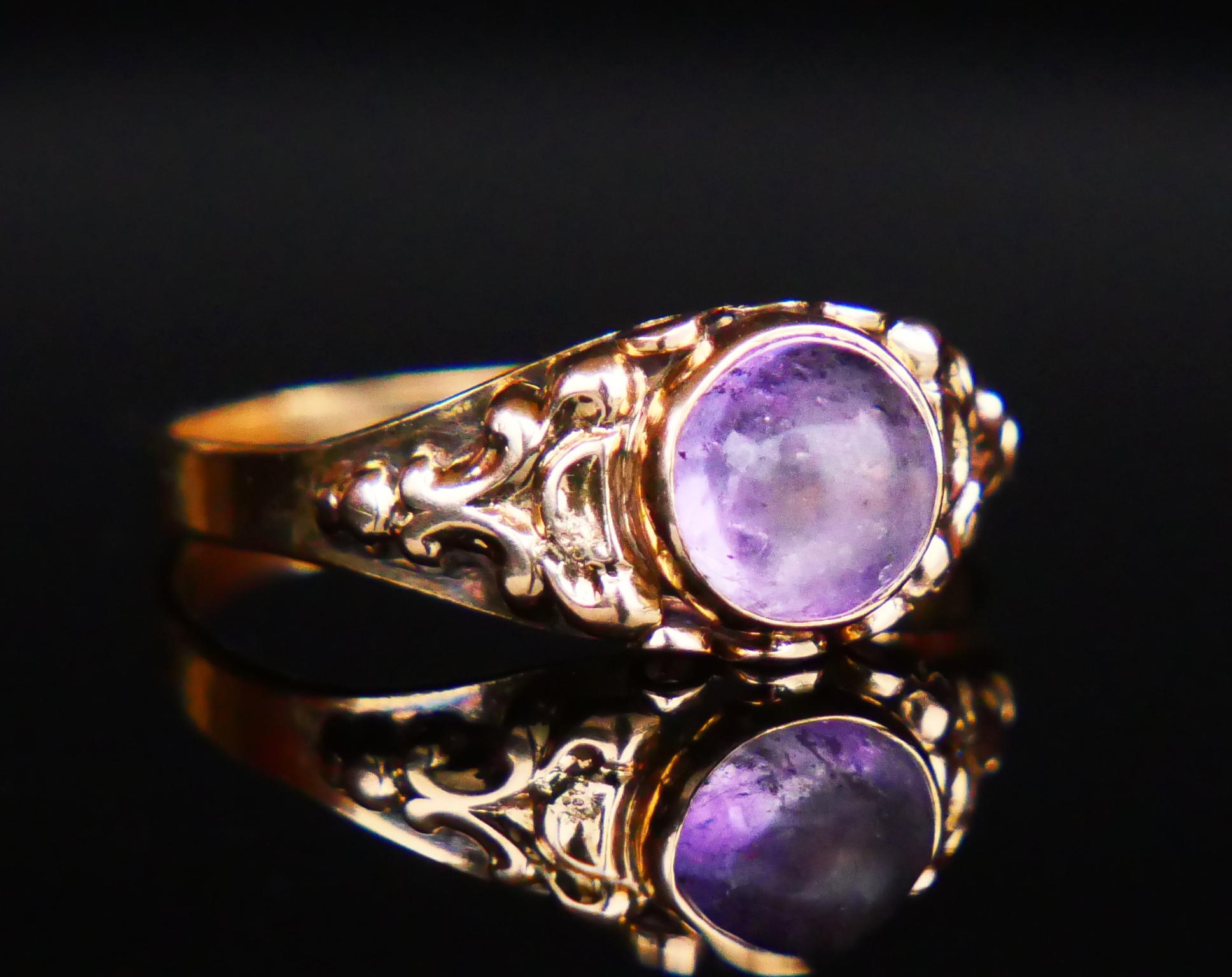 1957 Nordic Ring natural Amethyst 18K Gold Ø 6US / 1.5g 5