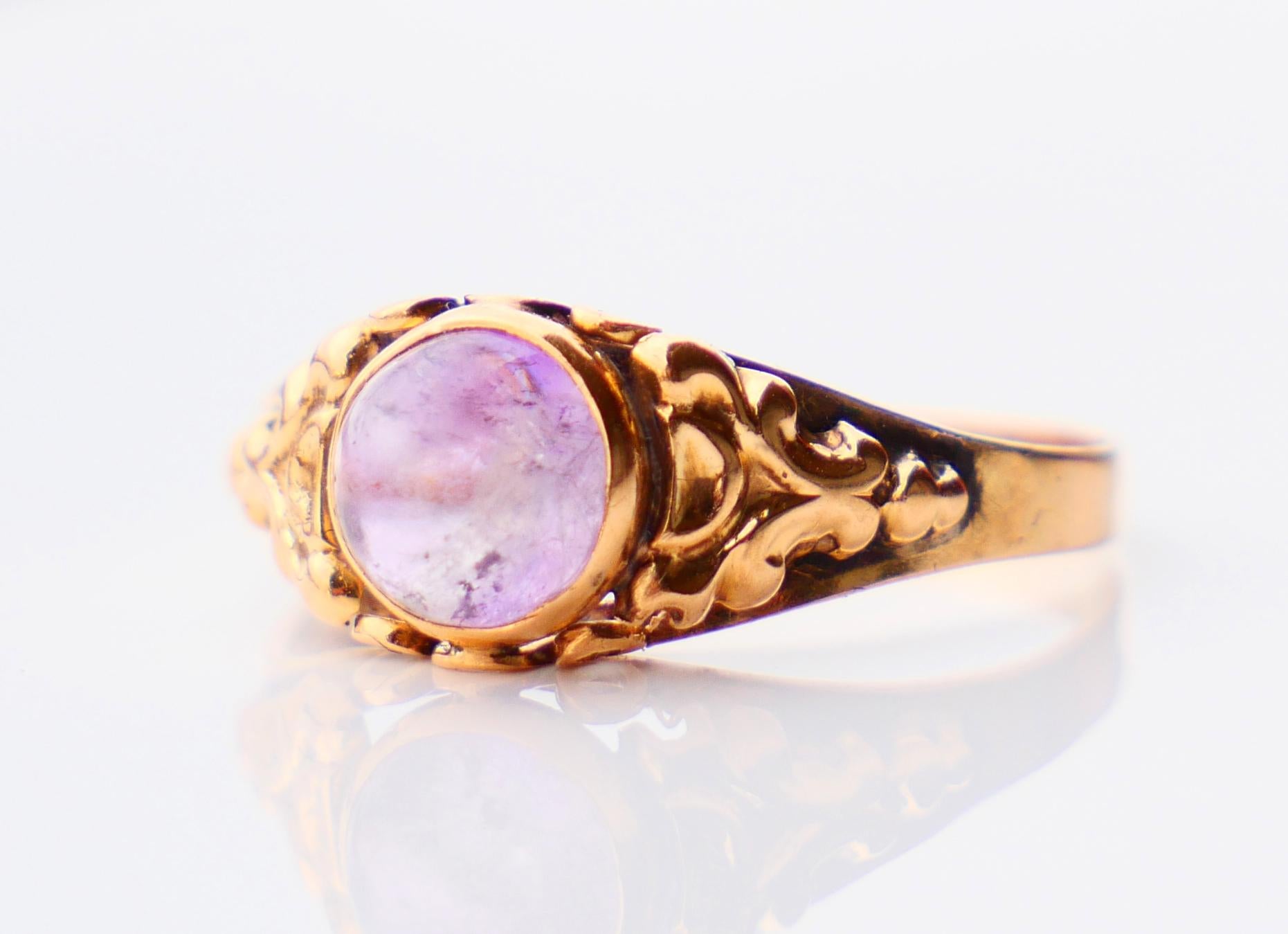 Retro 1957 Nordic Ring natural Amethyst 18K Gold Ø 6US / 1.5g