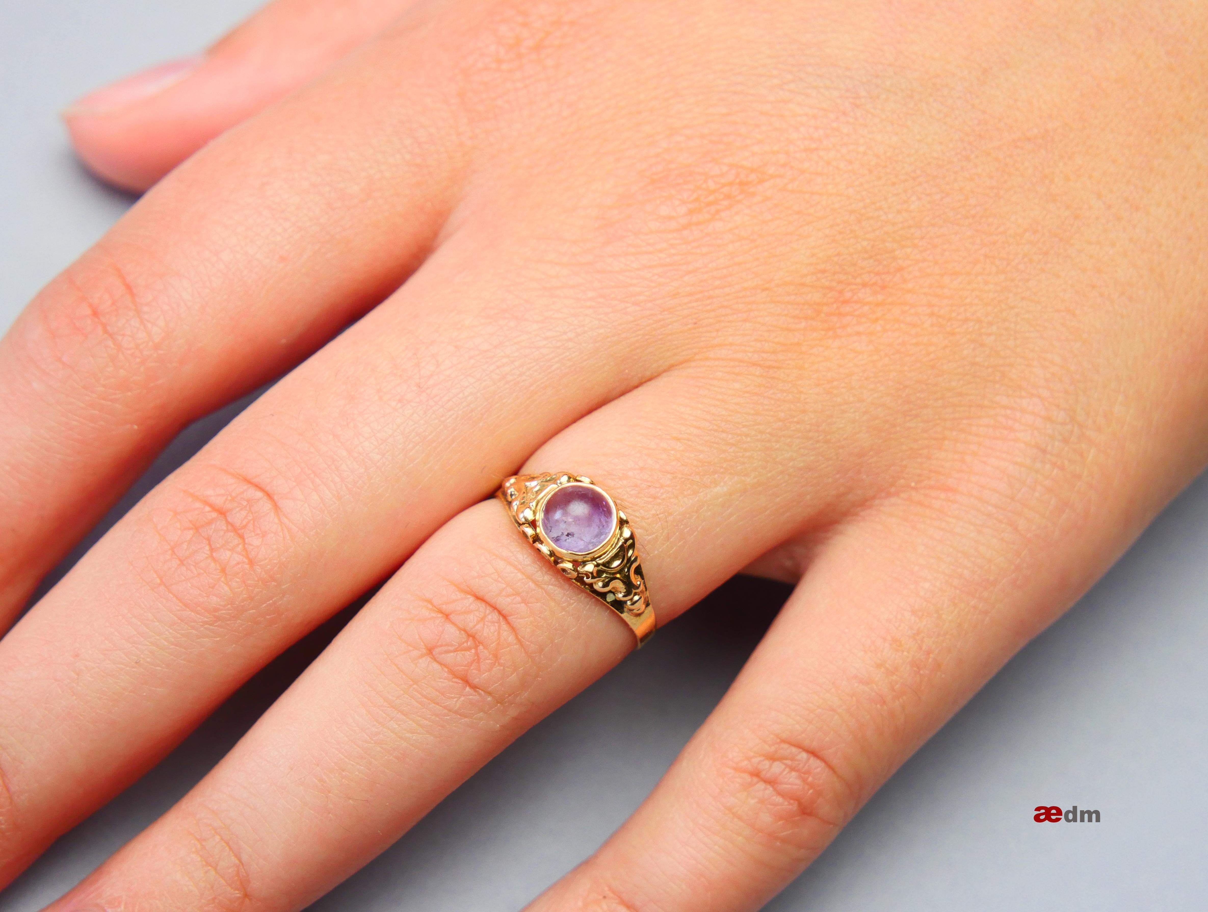 1957 Nordic Ring natural Amethyst 18K Gold Ø 6US / 1.5g 2