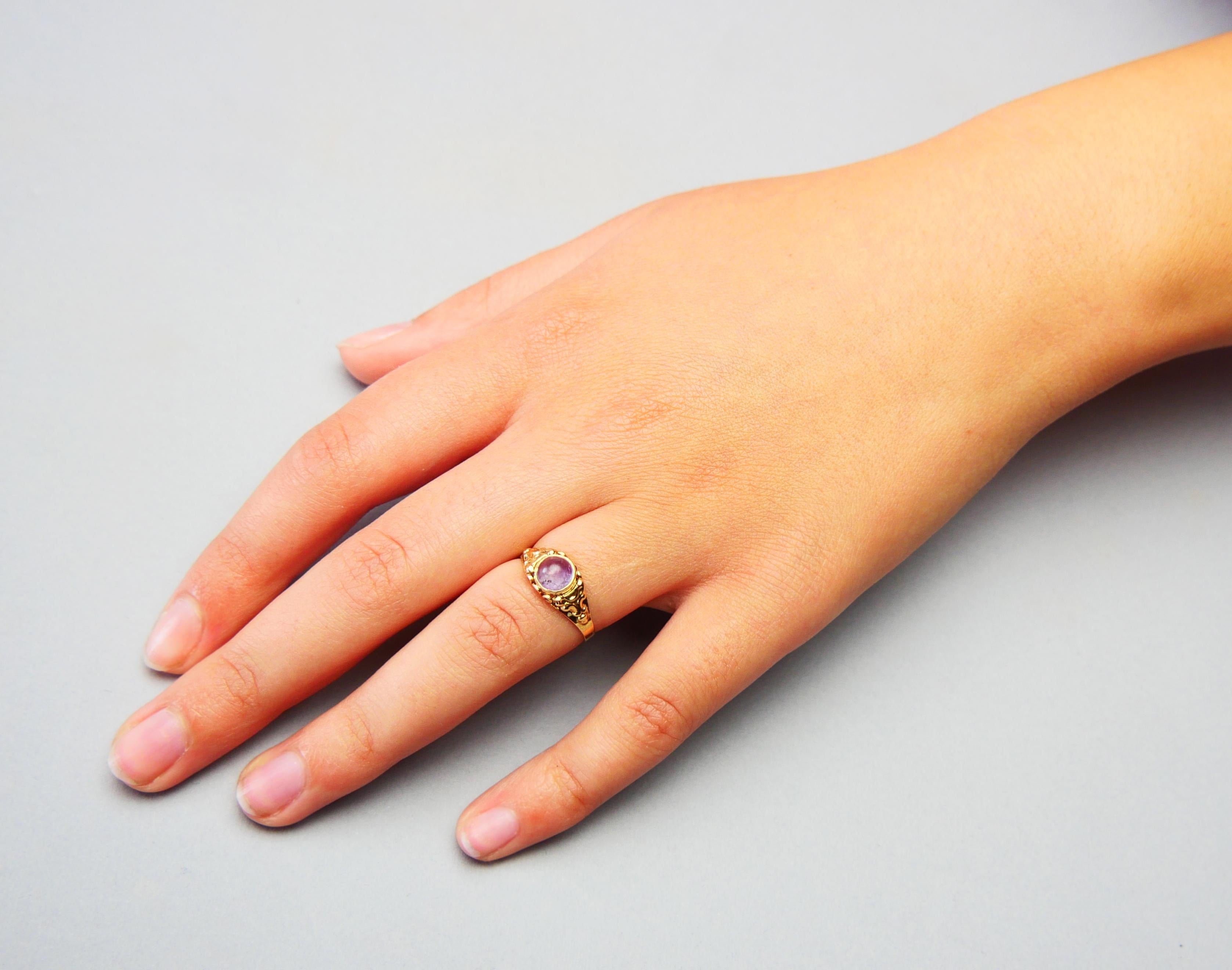 1957 Nordic Ring natural Amethyst 18K Gold Ø 6US / 1.5g 3