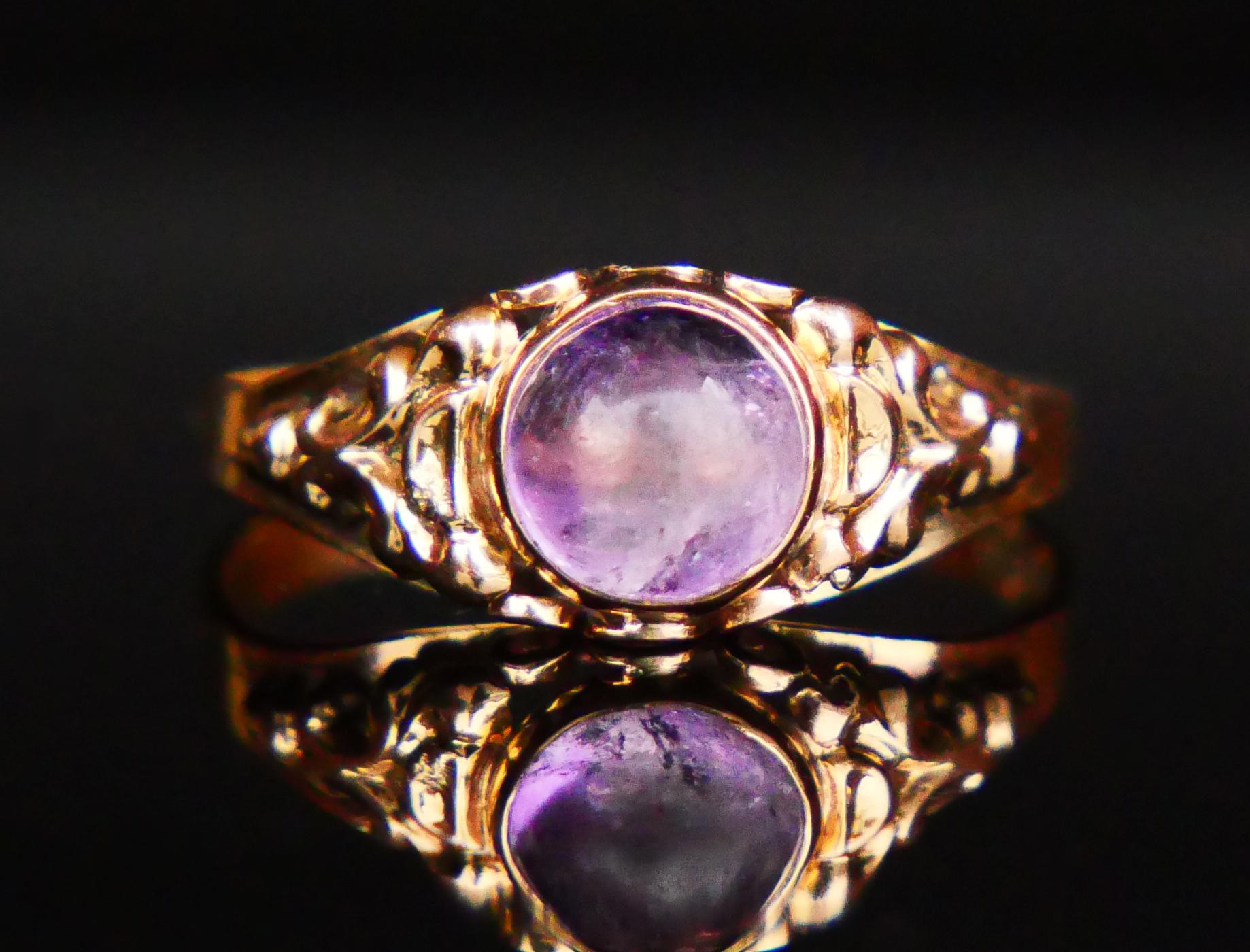 1957 Nordic Ring natural Amethyst 18K Gold Ø 6US / 1.5g 4