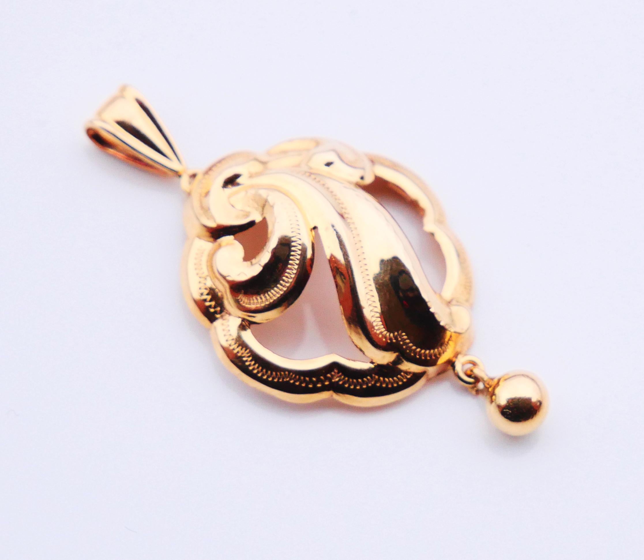 Art déco 1957 Pendentif or massif 18K / 2gr en vente