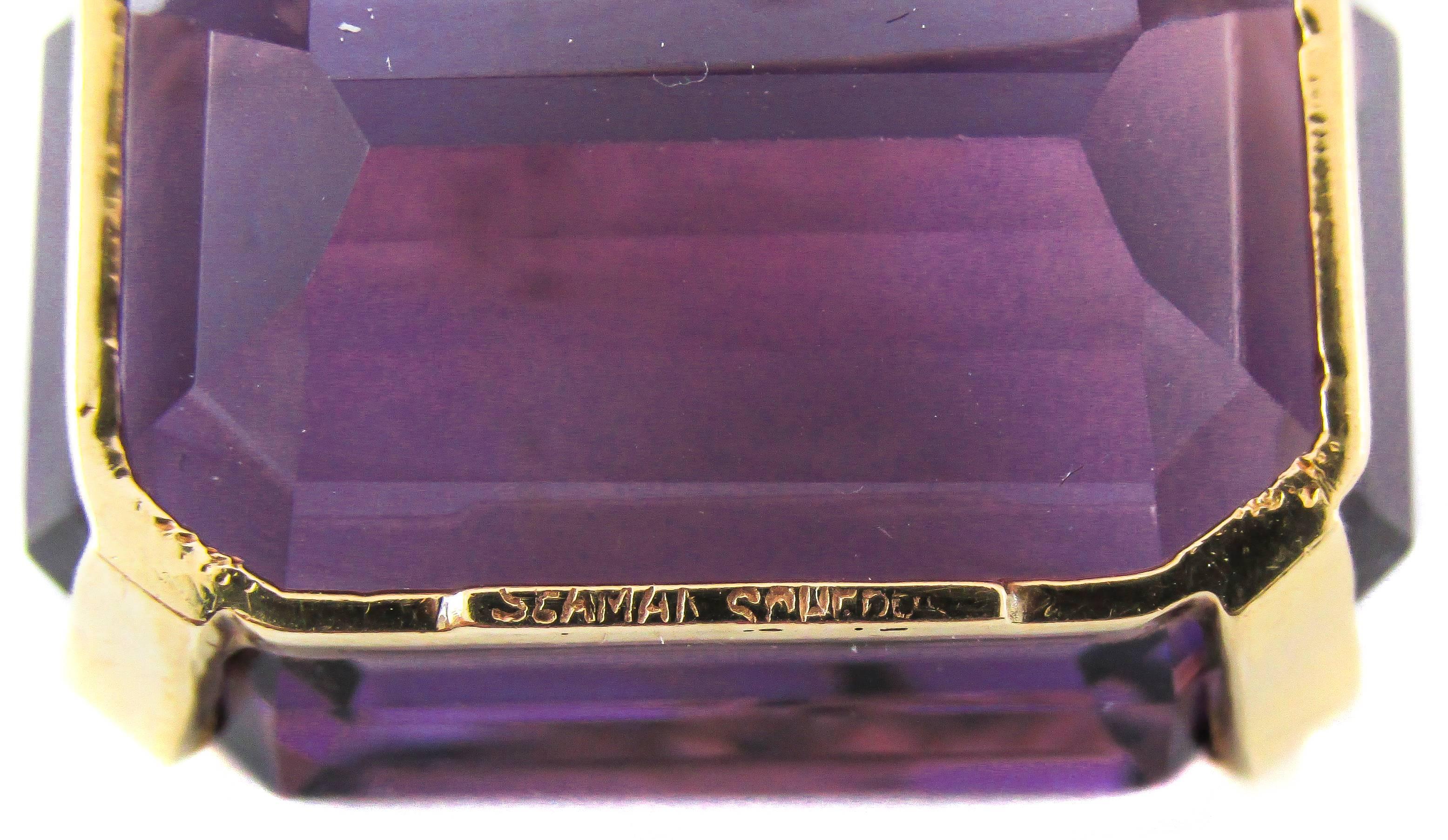 1957 Seaman Schepps Amethyst Gold Brooch In Excellent Condition In New York, NY