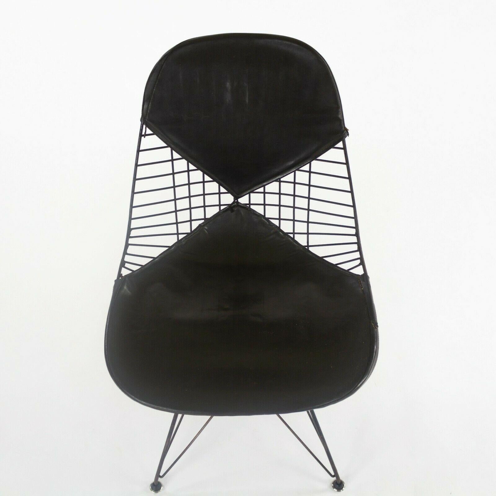 1957 Set of 6 Herman Miller Eames DKR-2 Wire Dining Chairs w/ Base & Bikini Pads For Sale 4