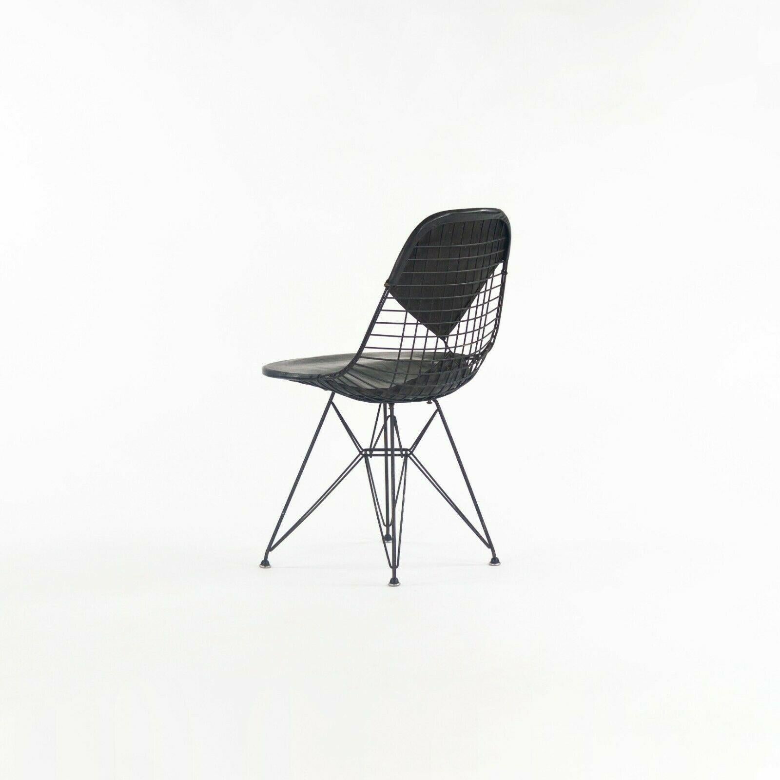 Metal 1957 Set of 6 Herman Miller Eames DKR-2 Wire Dining Chairs w/ Base & Bikini Pads For Sale