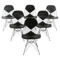 1957 Set of 6 Herman Miller Eames DKR-2 Wire Dining Chairs w/ Base & Bikini Pads
