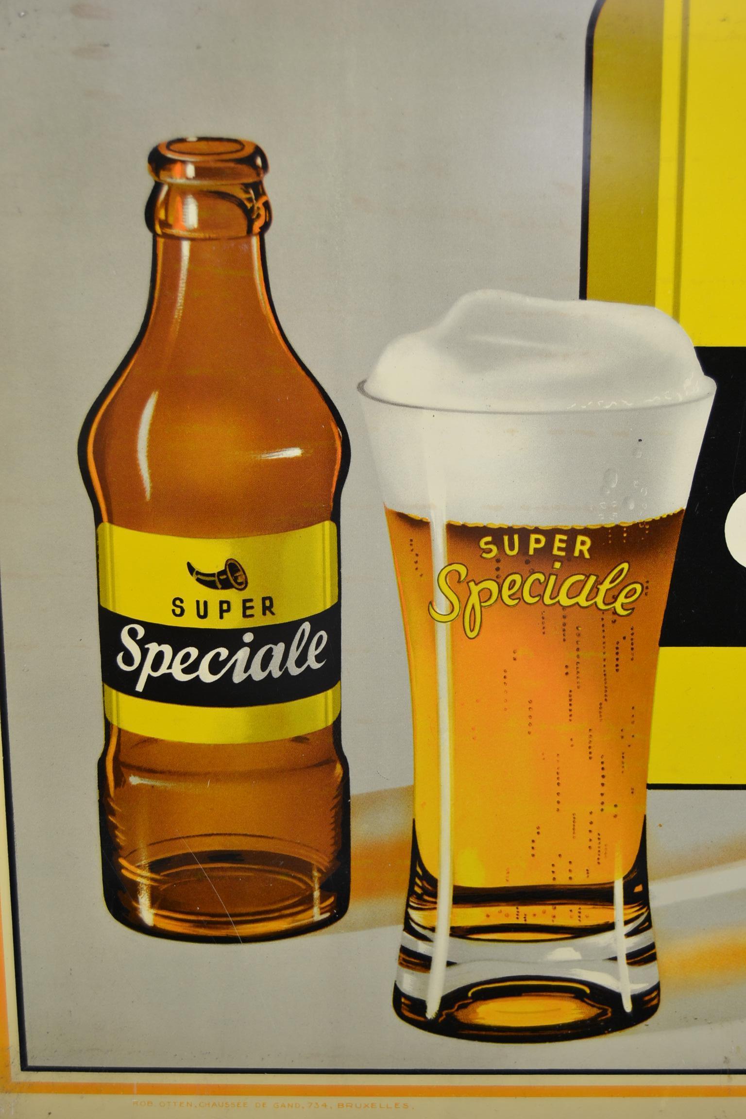 1957 Tin Advertising Sign for Belgian Beer, Super Speciale 8