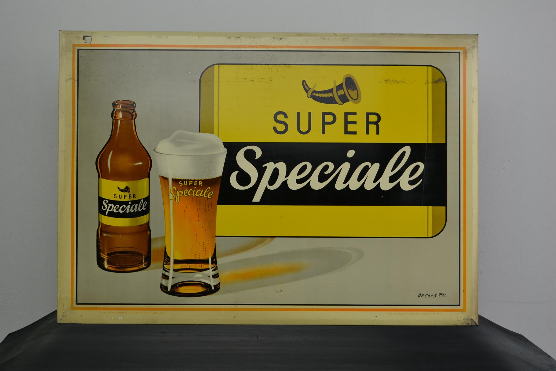 1957 Tin Advertising Sign for Belgian Beer, Super Speciale 11