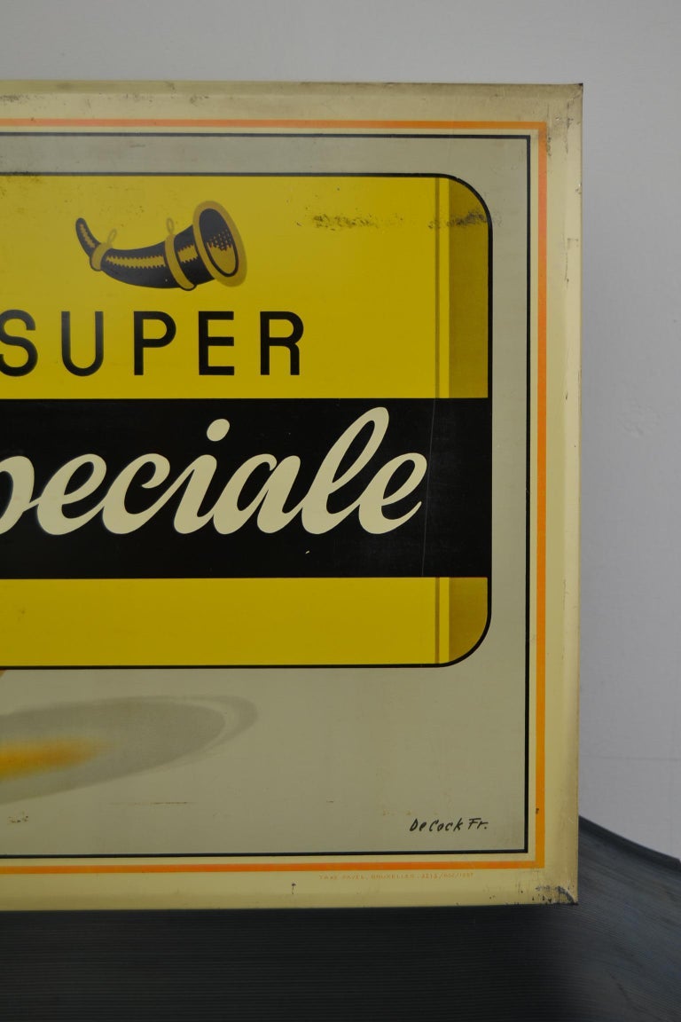 1957 Tin Advertising Sign for Belgian Beer, Super Speciale at 1stDibs