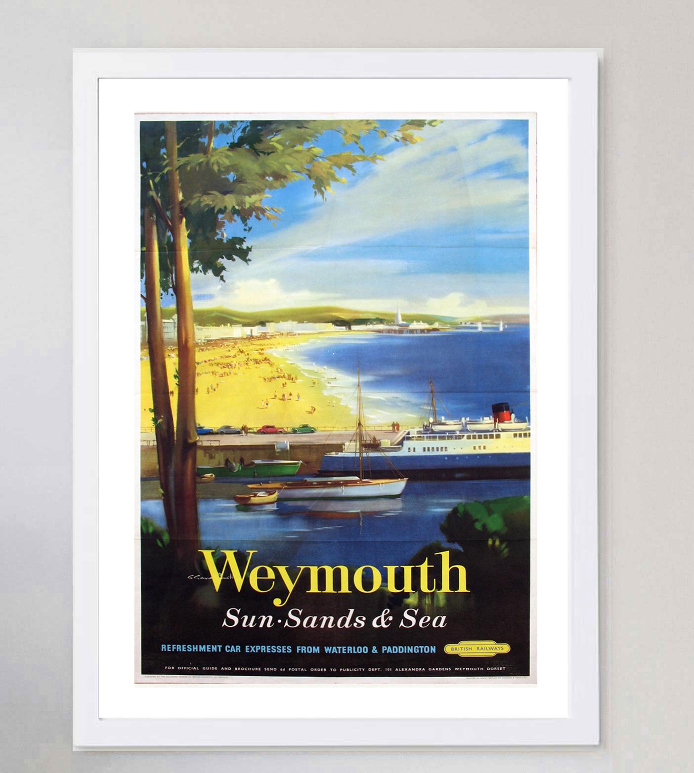 Milieu du XXe siècle Affiche vintage d'origine de Weymouth - British Railways, 1957 en vente