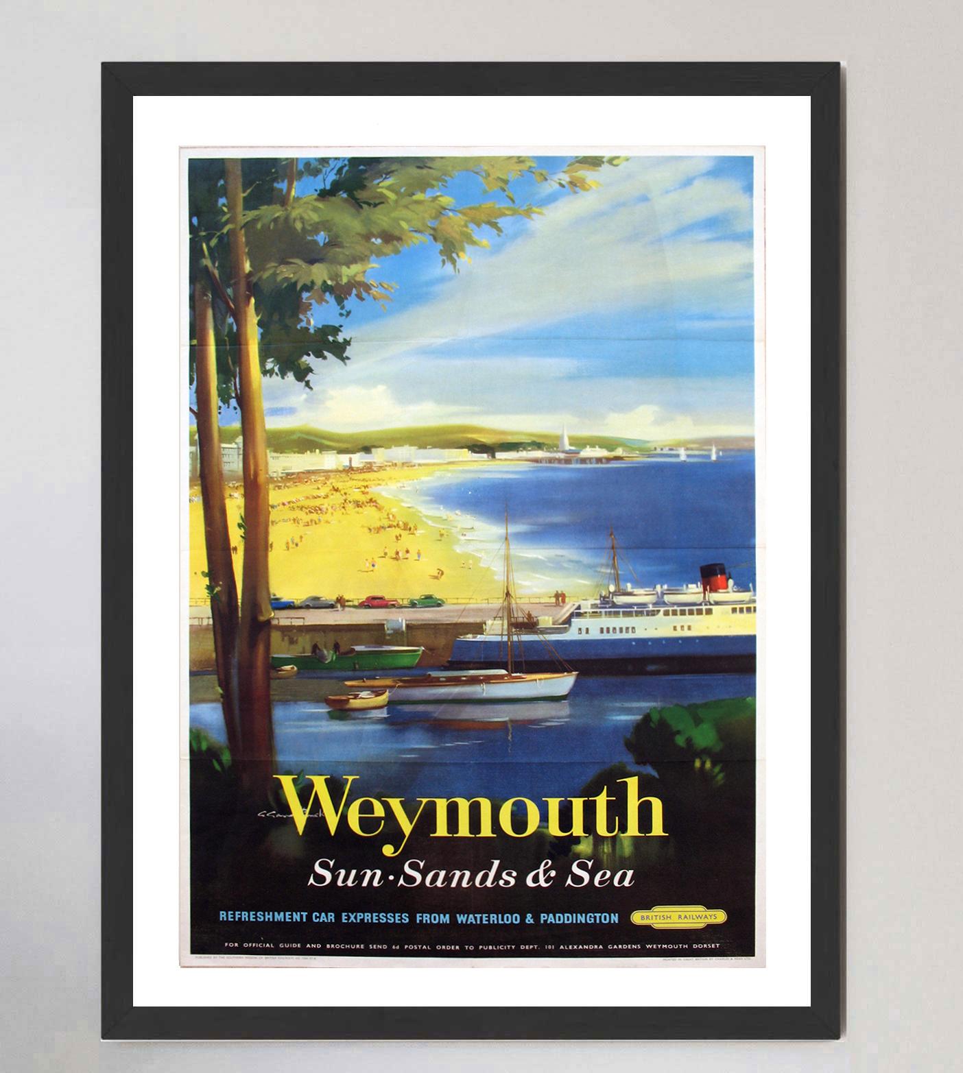Linen 1957 Weymouth - British Railways Original Vintage Poster For Sale