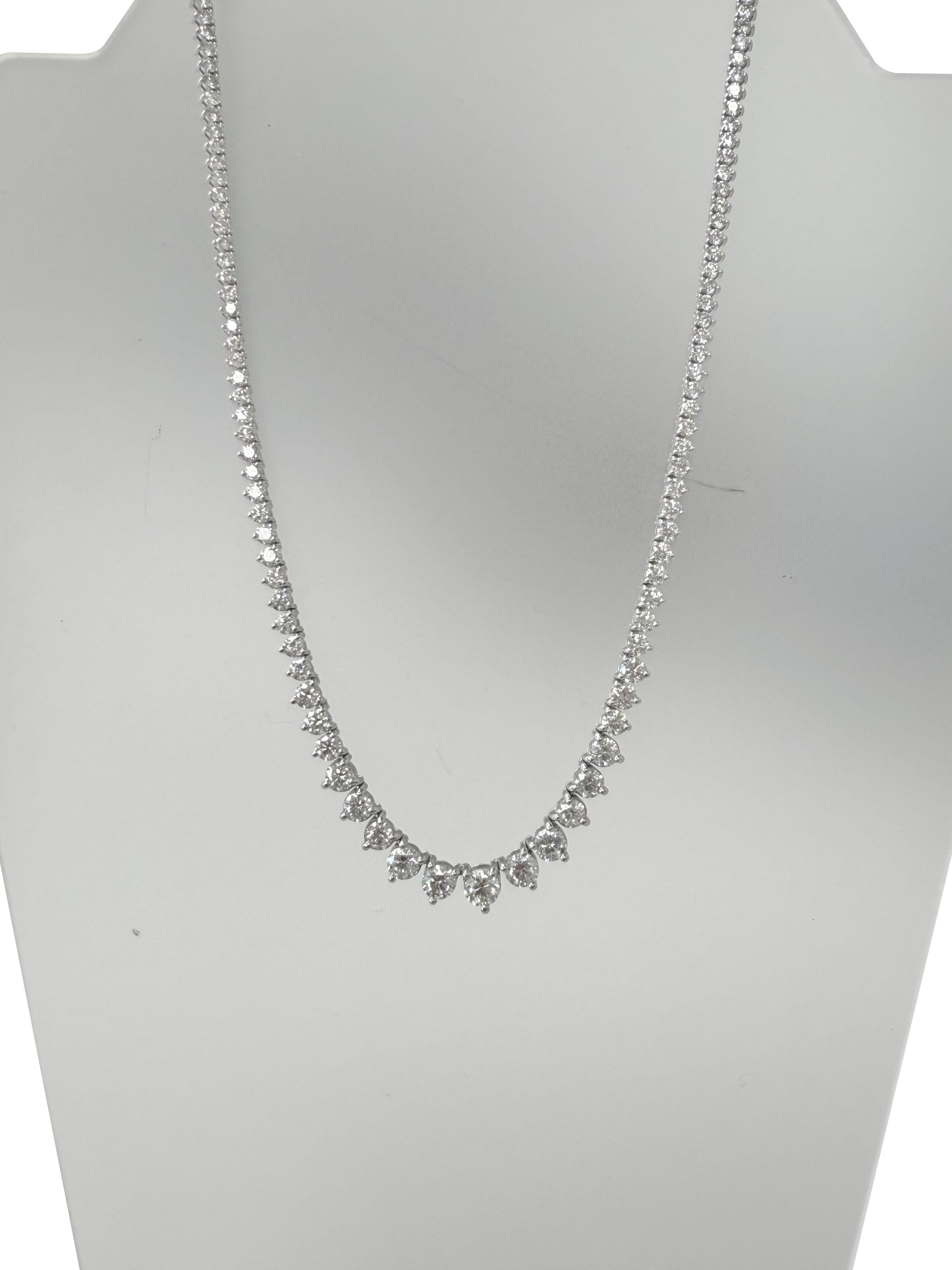 Collana Tennis graduata con diamanti naturali da 19,57 carati in oro bianco 14K in vendita 4