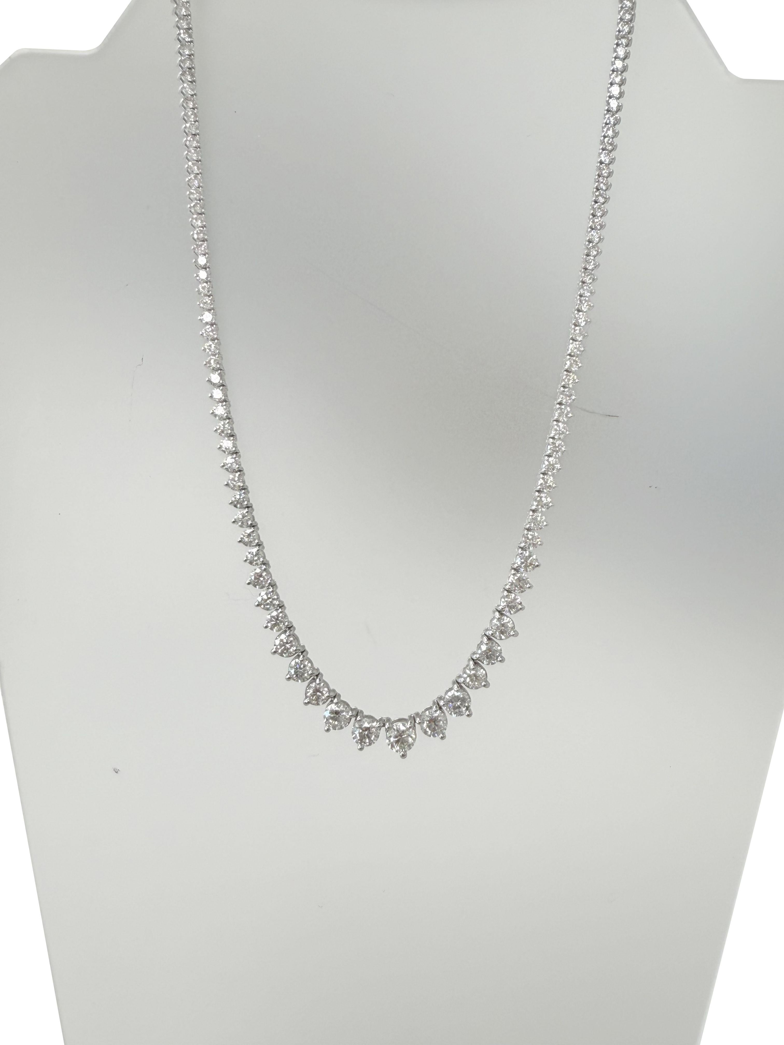 Collana Tennis graduata con diamanti naturali da 19,57 carati in oro bianco 14K in vendita 5