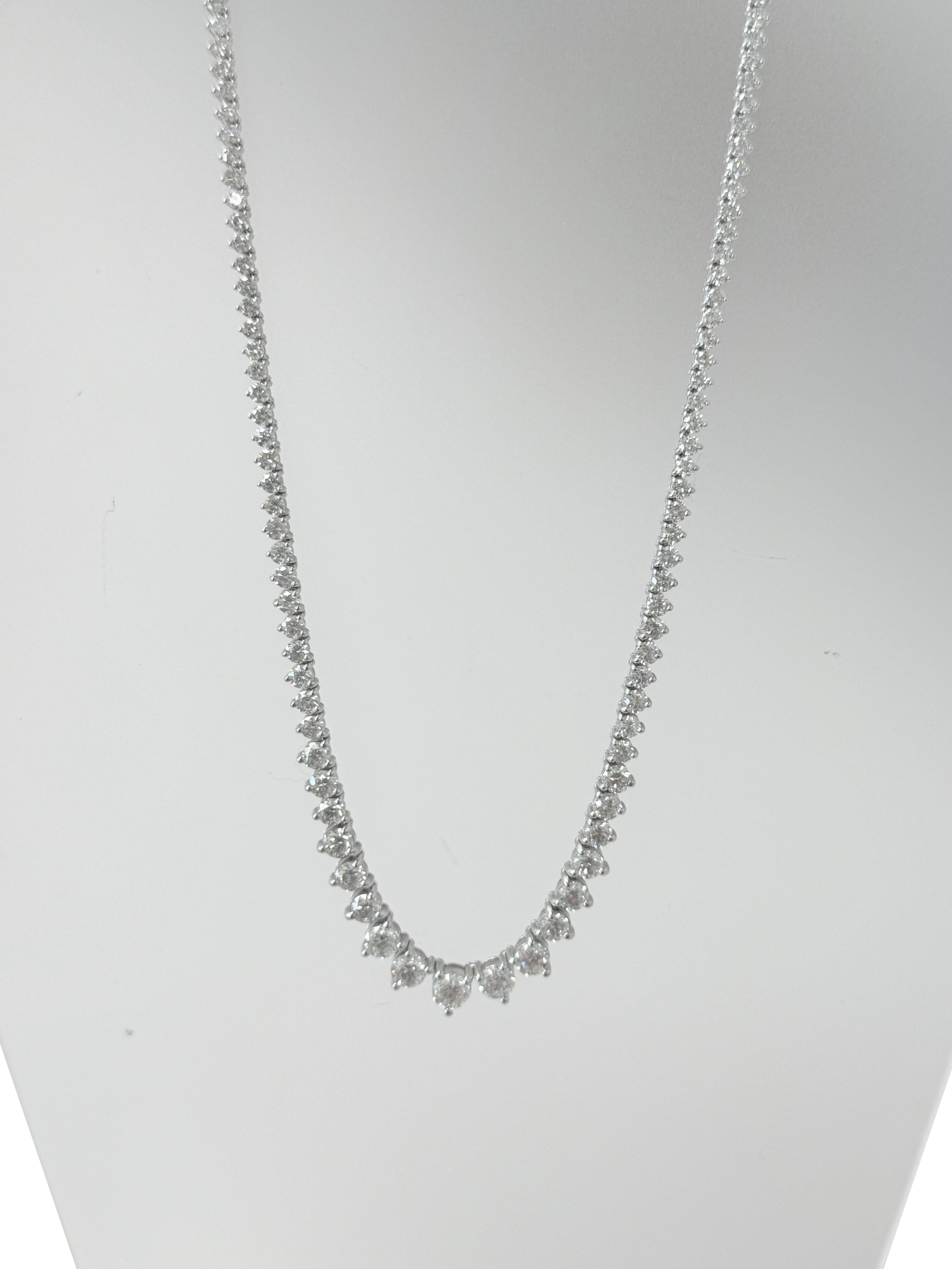 Collana Tennis graduata con diamanti naturali da 19,57 carati in oro bianco 14K in vendita 7