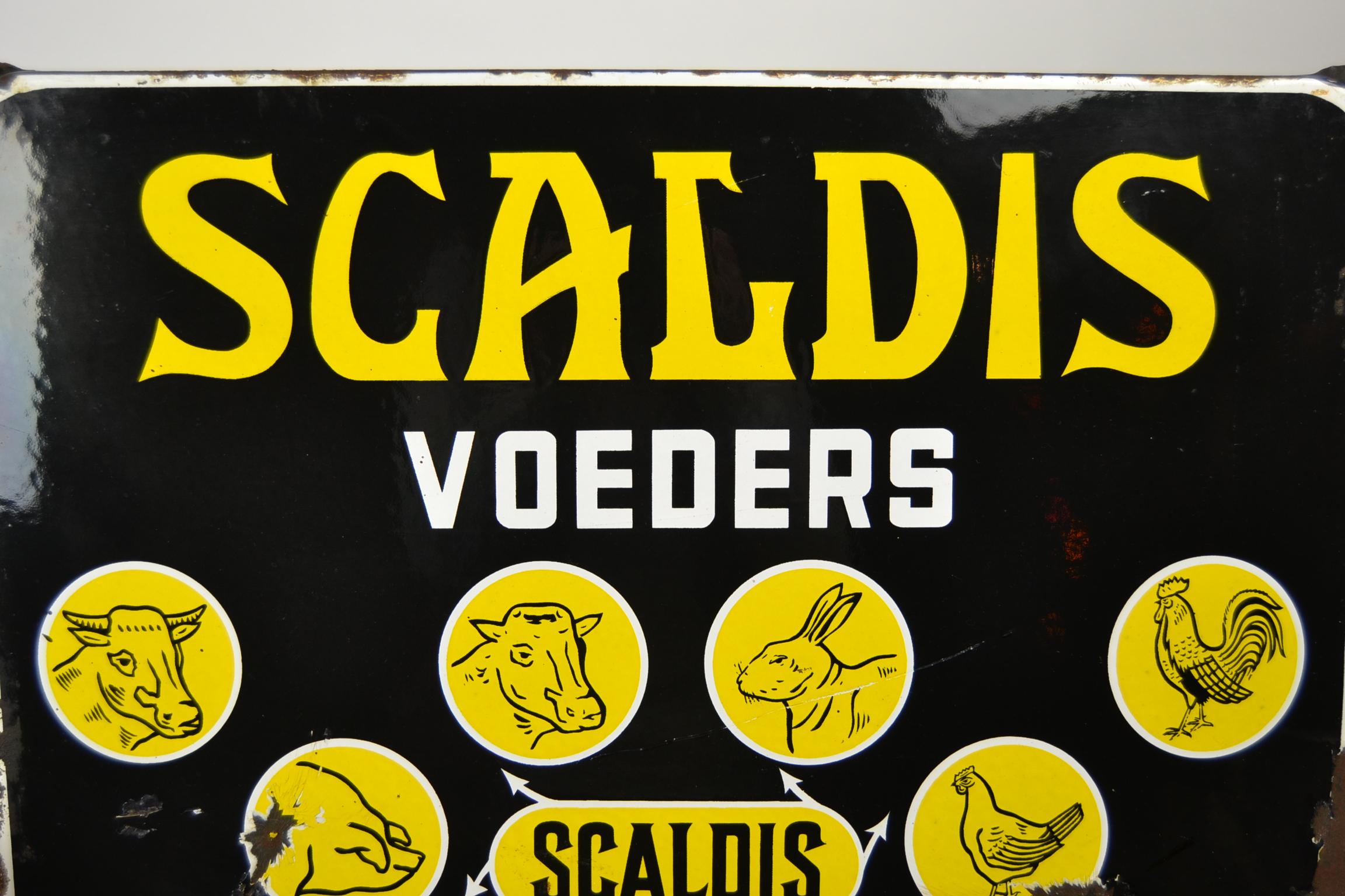 1958 Animal Nutrition Enamel Advertising Sign for Scaldis Belgium 6