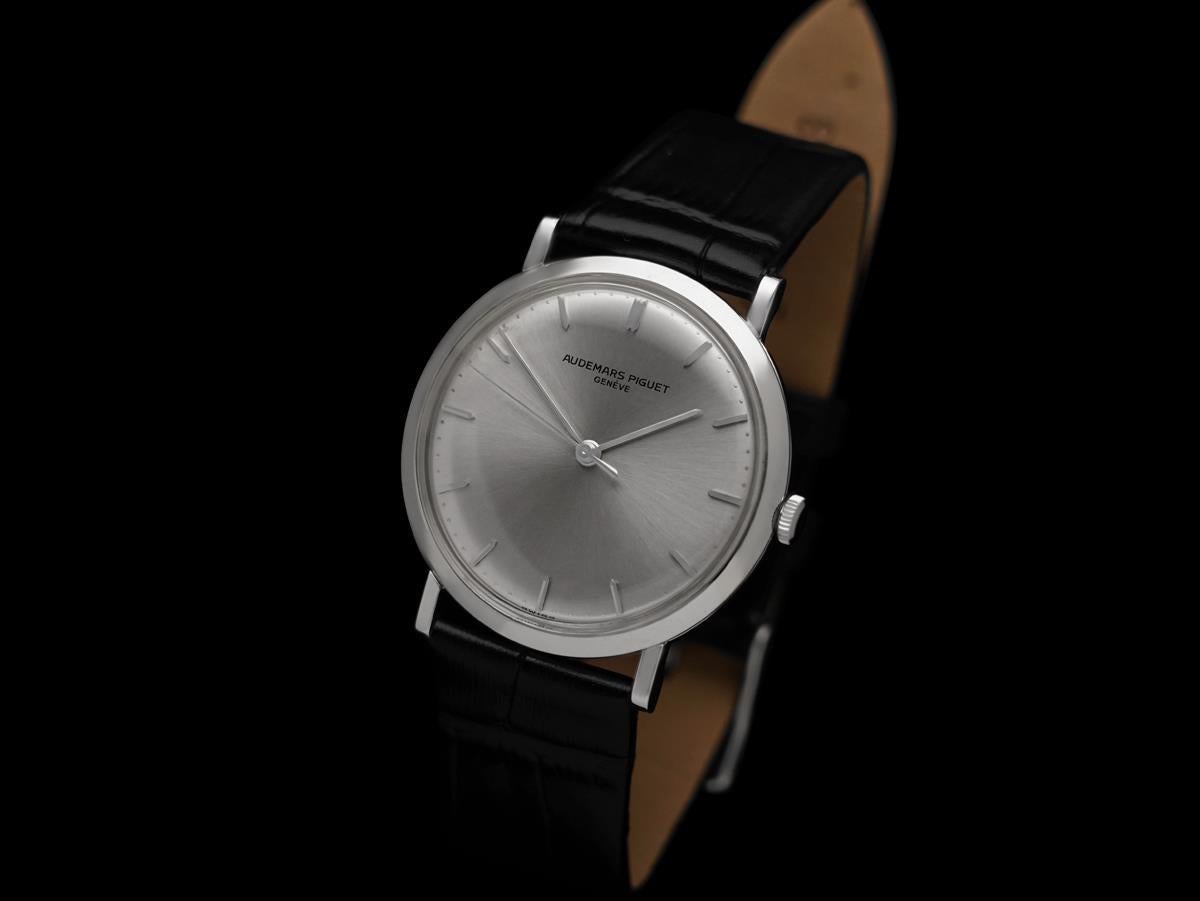 1958 Audemars Piguet Vintage Mens Thin Dress Watch - 18K Weißgold im Zustand „Hervorragend“ in Suwanee, GA