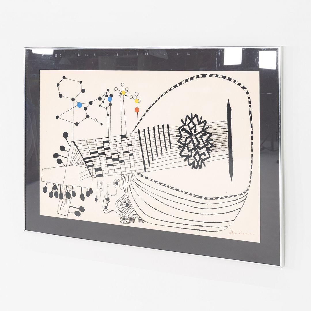 Moderne 1958 Ben Shahn Luth et molécule n° 2 Sérigraphie encadrée en vente