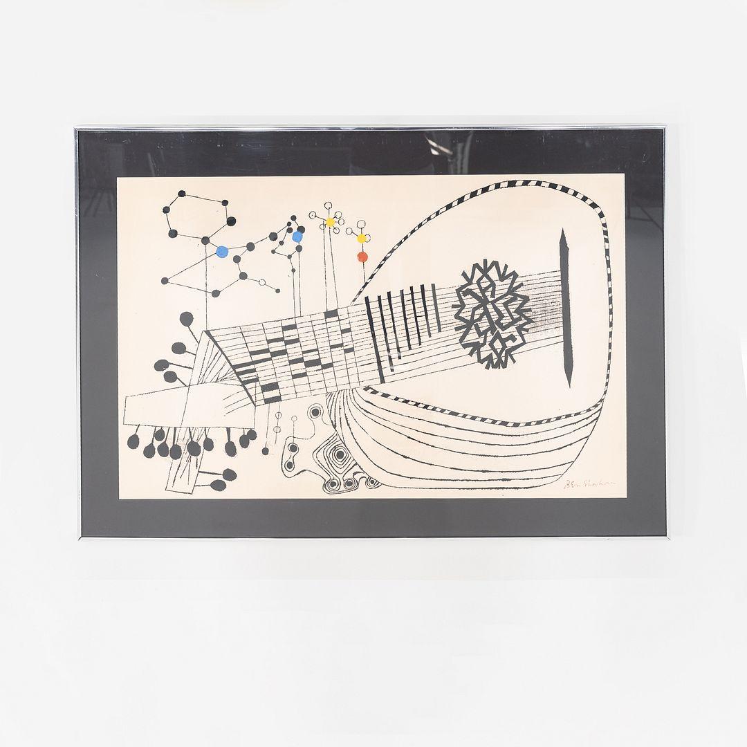 Américain 1958 Ben Shahn Luth et molécule n° 2 Sérigraphie encadrée en vente