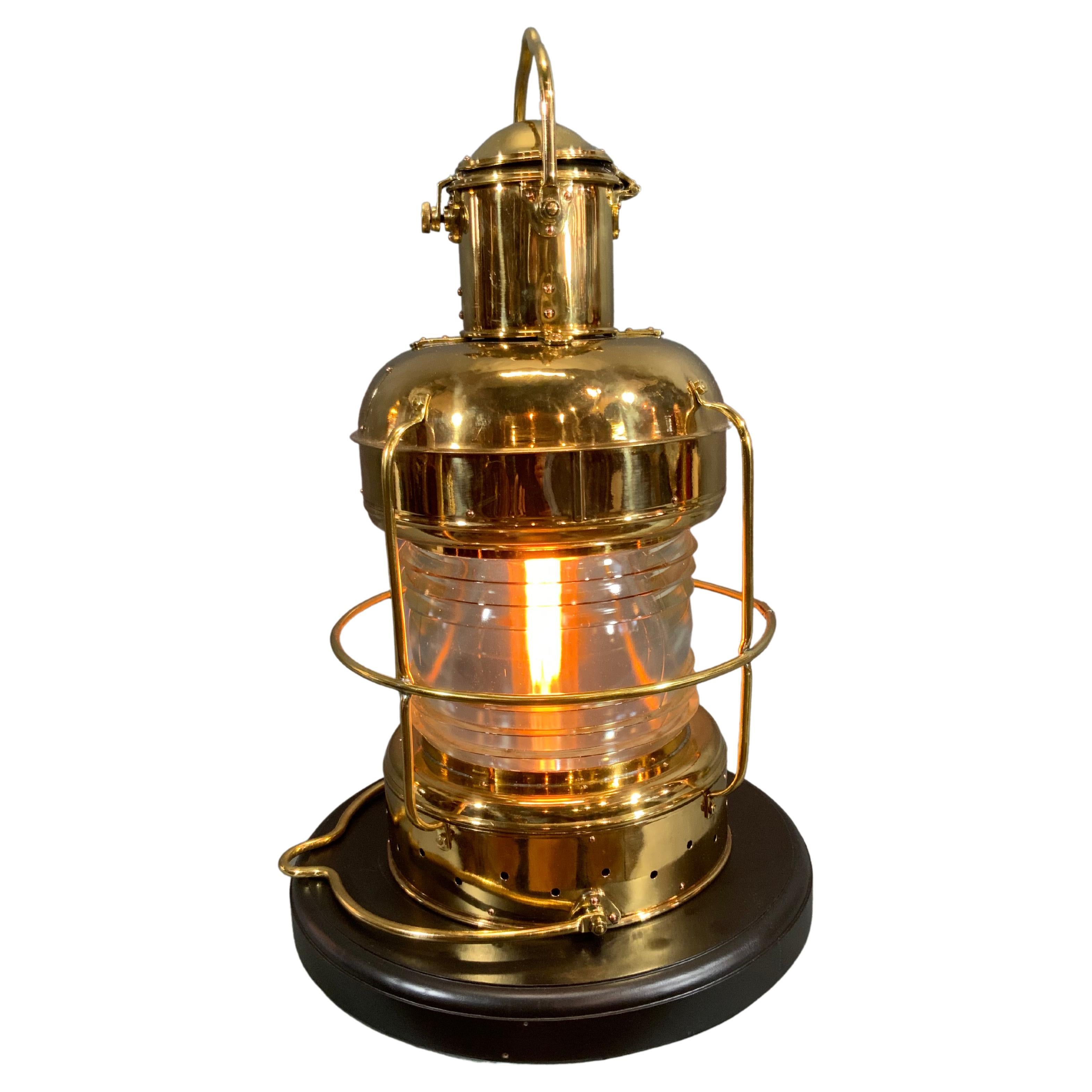 1958 Brass "Not Under Command" Ship's Anchor Lantern by Nippon Sento Co. LTD For Sale