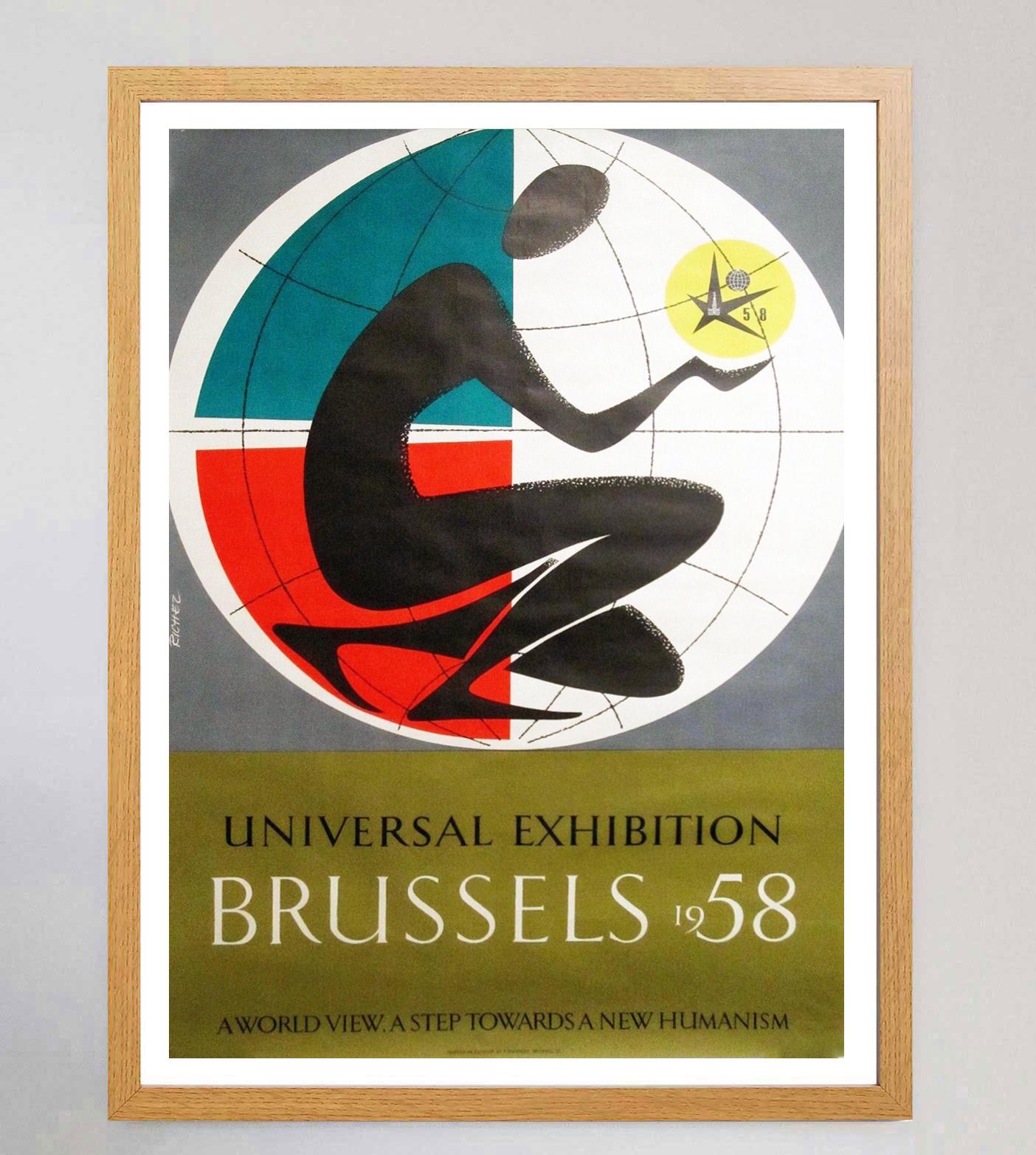Belge Affiche vintage originale de l'Exposition universelle de Bruxelles de 1958 en vente